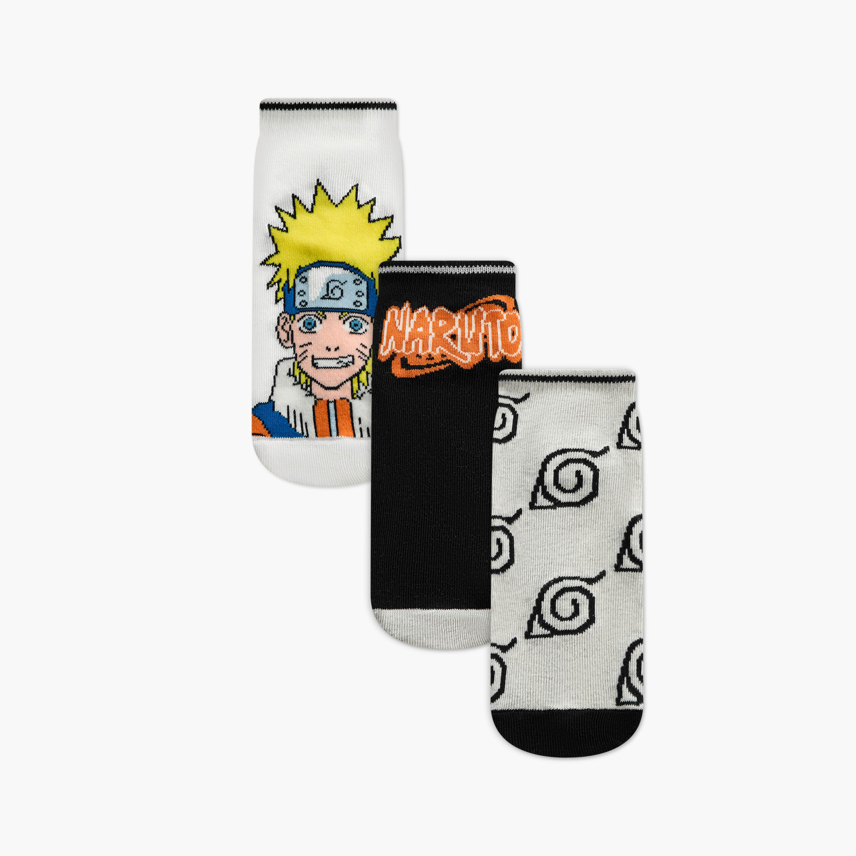 TV Tokyo Naruto Print Ankle Length Socks - Set of 3-boys-accessories-socks-image-1