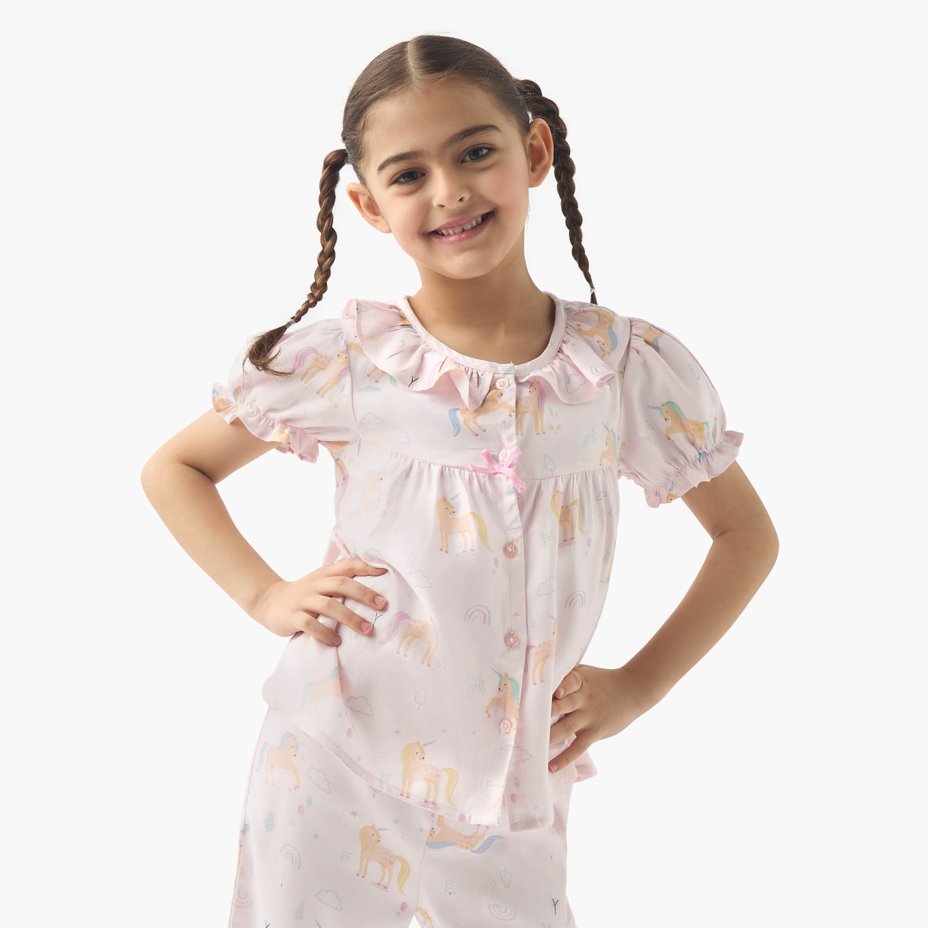 Juniors All-Over Unicorn Print Top and Pyjama Set-baby-girls-clothing-nightwear-pyjamasets-image-2