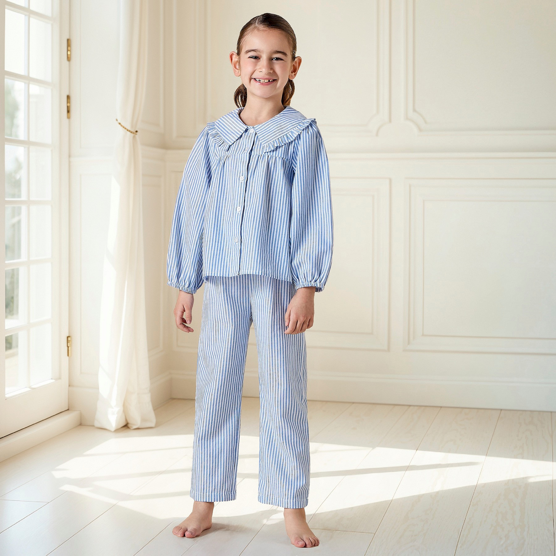 طقم بنطلون بيجاما وقميص مخطط من جونيورز-girls-clothing-nightwear-image-1