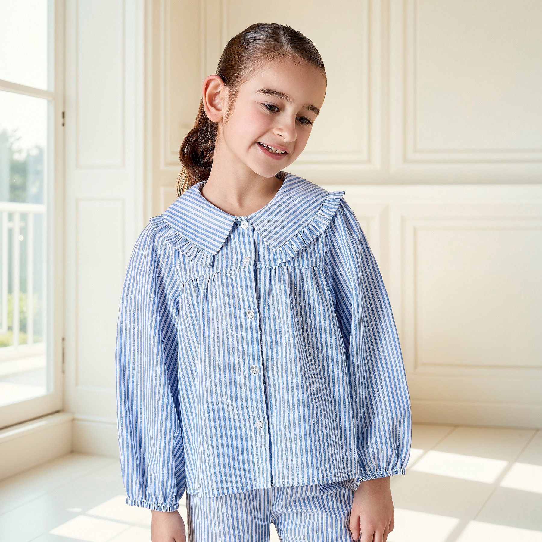 طقم بنطلون بيجاما وقميص مخطط من جونيورز-girls-clothing-nightwear-image-2