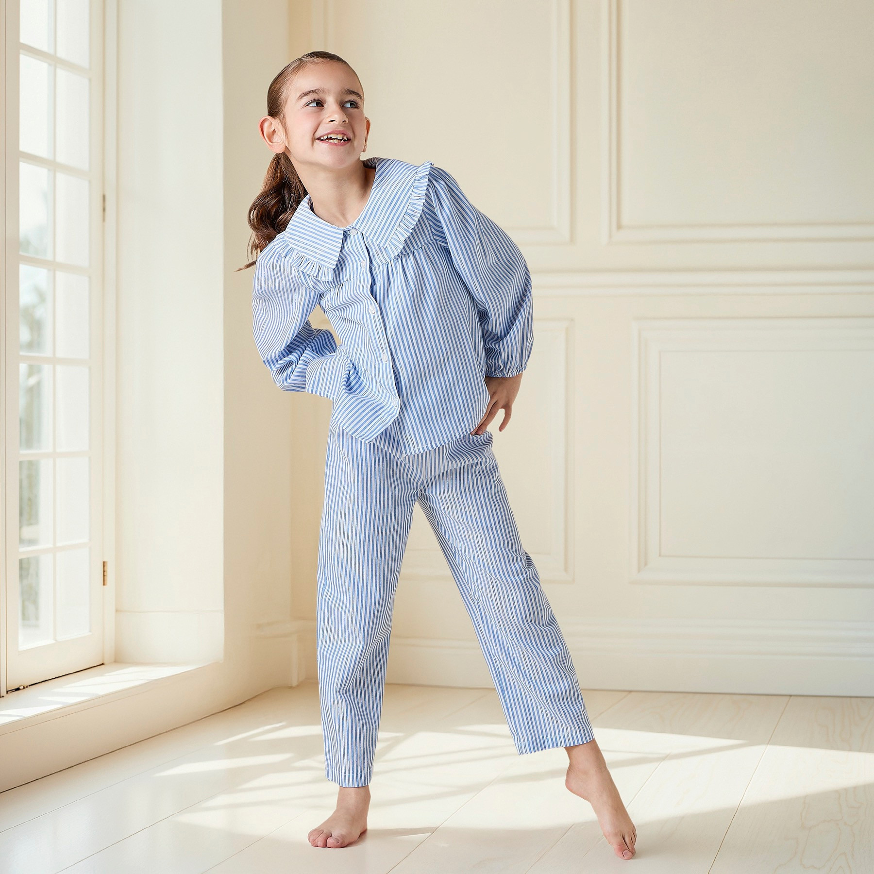 طقم بنطلون بيجاما وقميص مخطط من جونيورز-girls-clothing-nightwear-image-7
