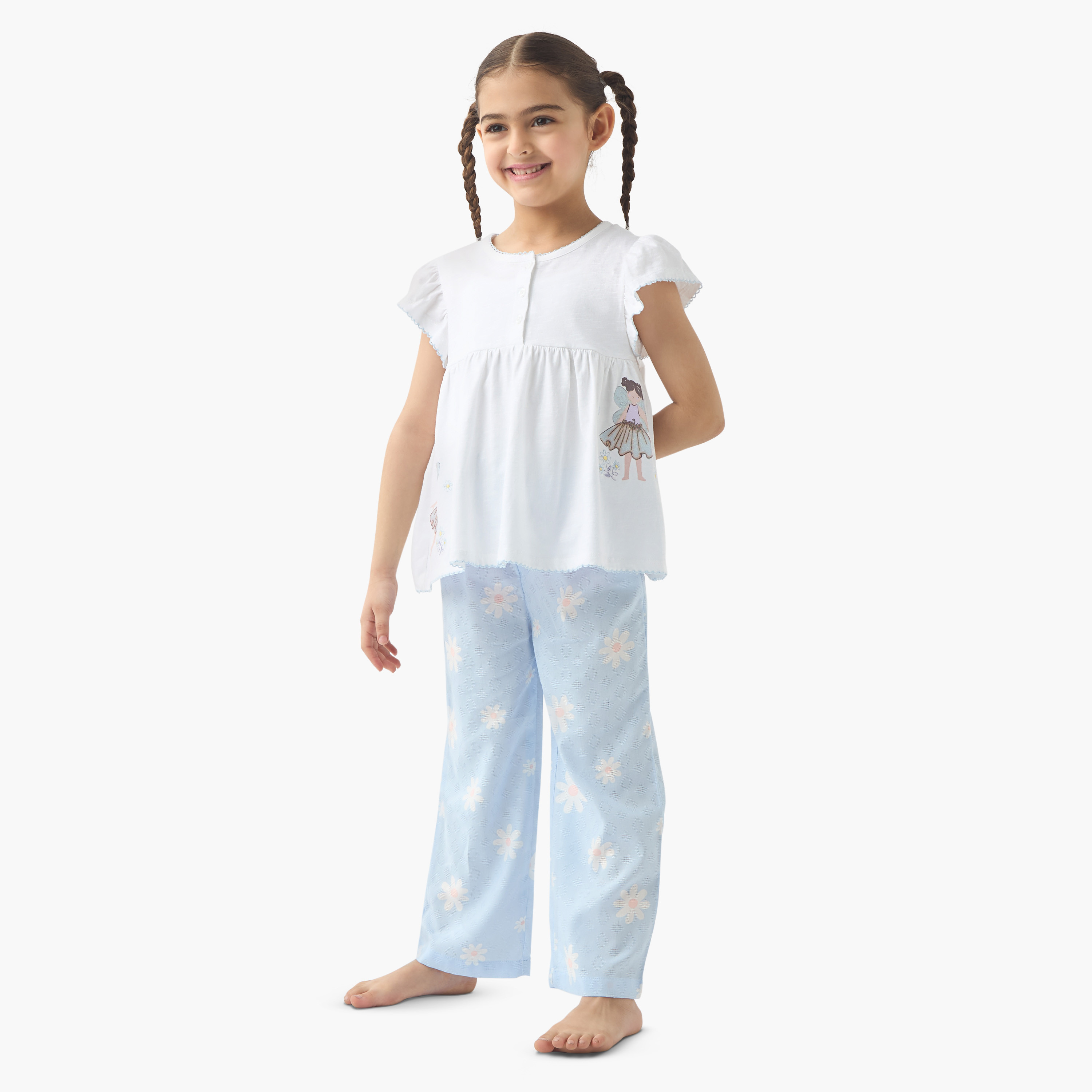 Juniors Fairy Print Peplum Top and Pyjama Set-girls-clothing-nightwear-image-1