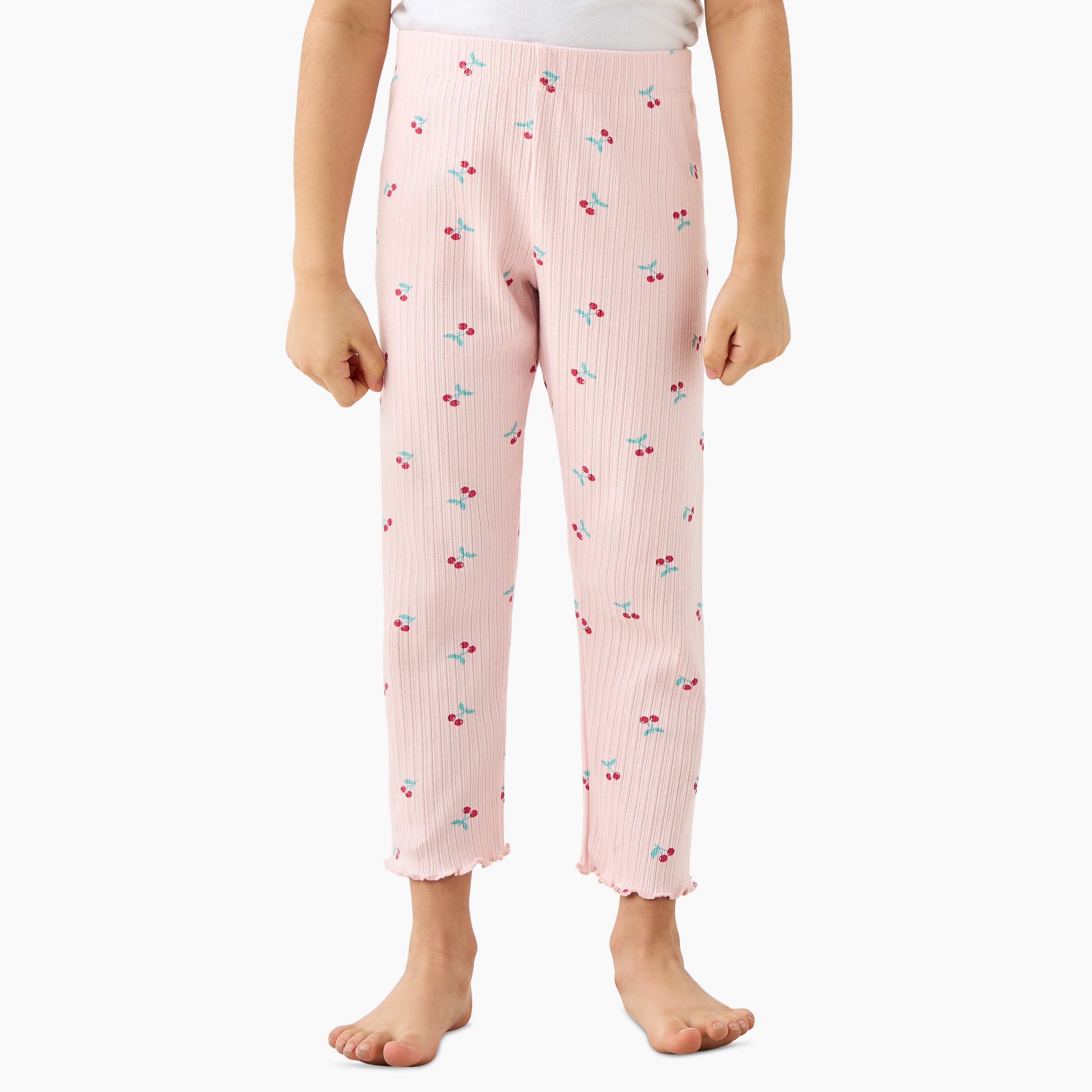 Juniors Cherry Print Top and Pyjama Set-girls-clothing-nightwear-image-3