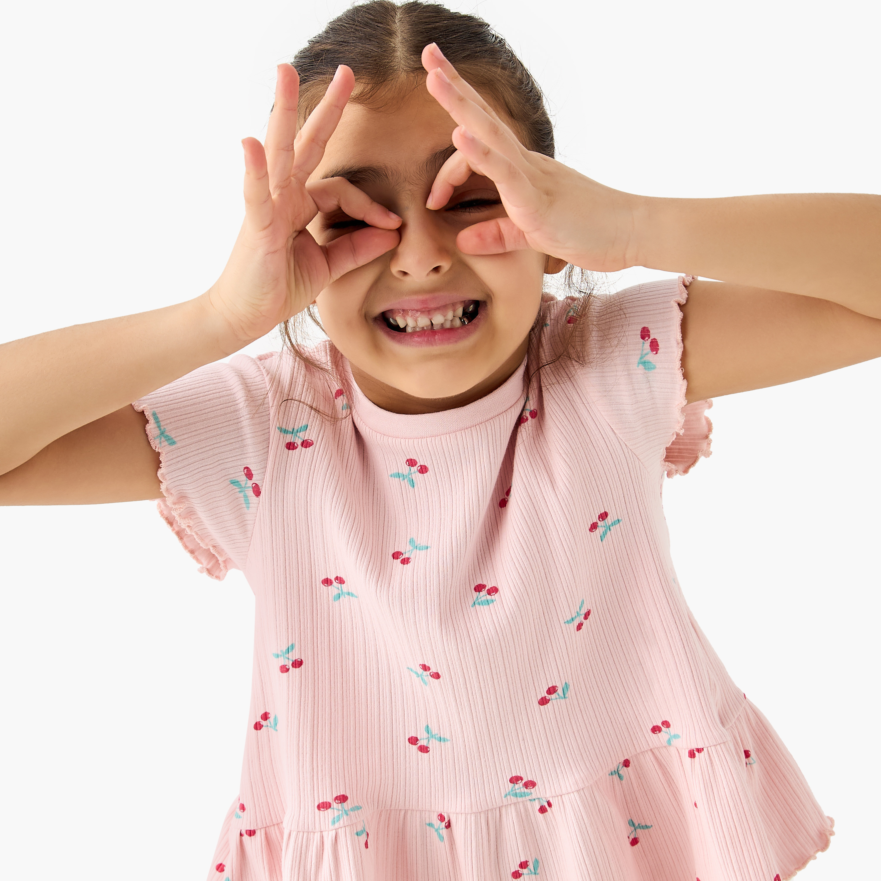 Juniors Cherry Print Top and Pyjama Set-girls-clothing-nightwear-image-5