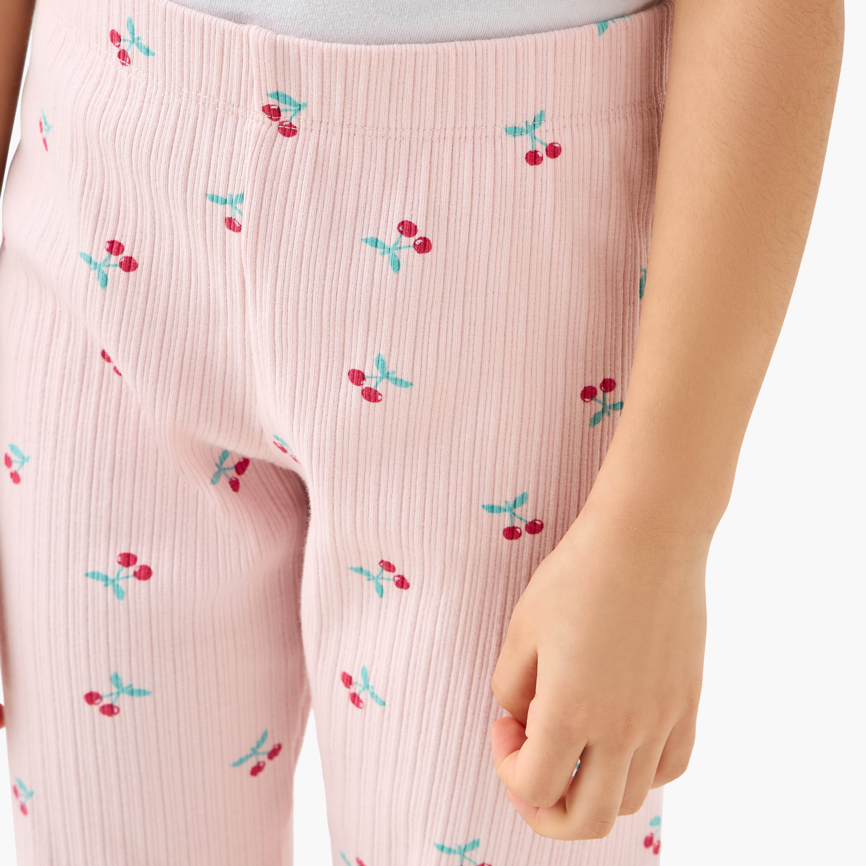 Juniors Cherry Print Top and Pyjama Set-girls-clothing-nightwear-image-6
