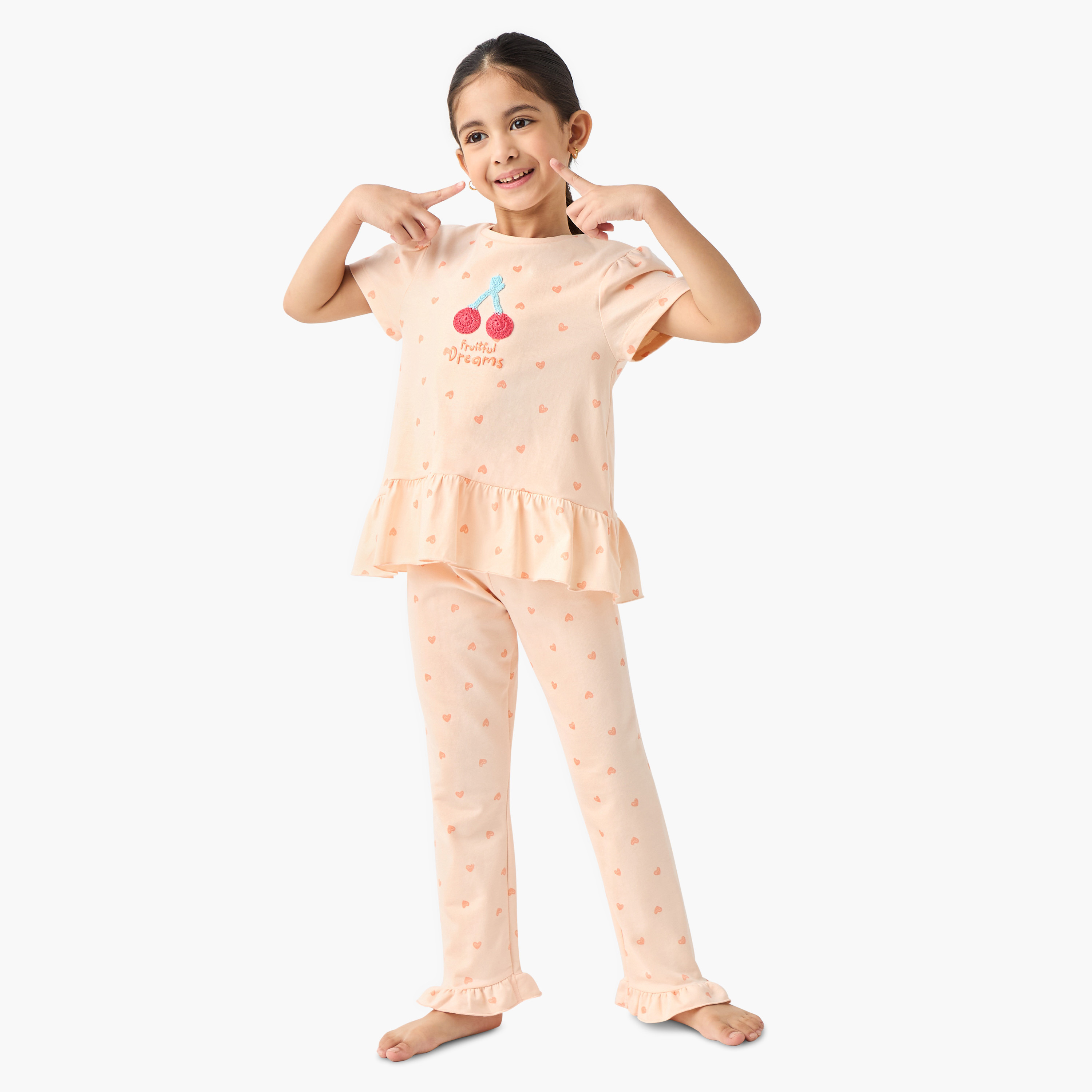Juniors Heart Print Peplum Top and Pyjama Set-baby-girls-clothing-nightwear-pyjamasets-image-1