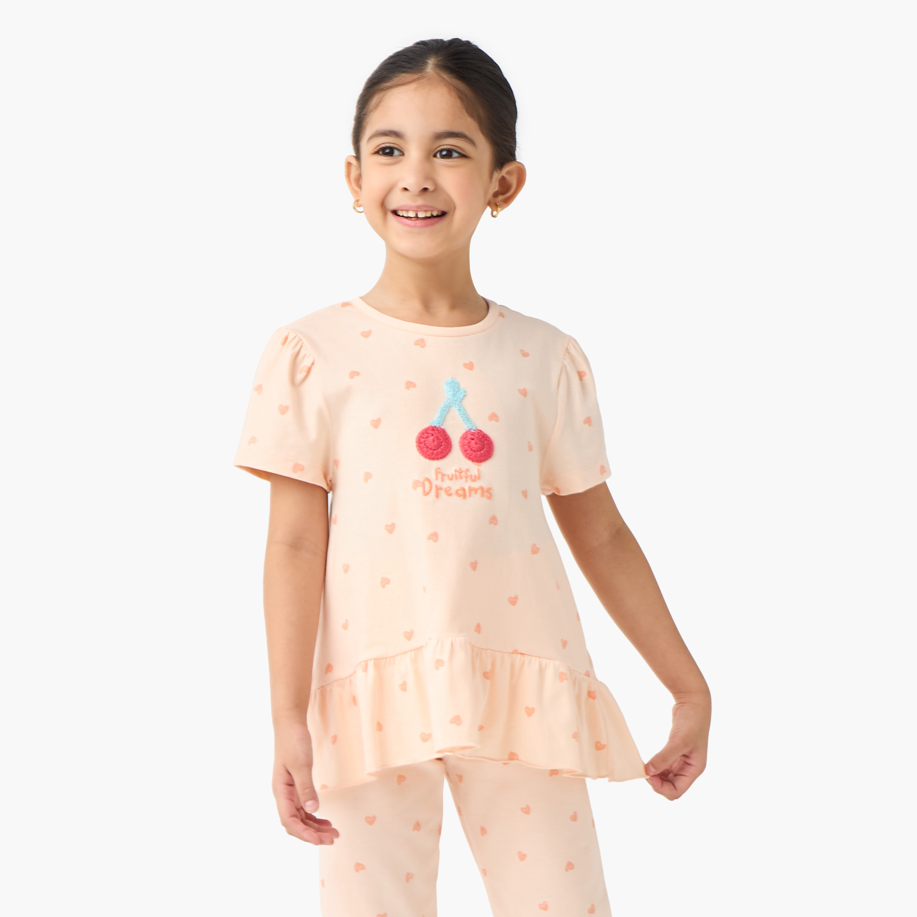 Juniors Heart Print Peplum Top and Pyjama Set-baby-girls-clothing-nightwear-pyjamasets-image-2