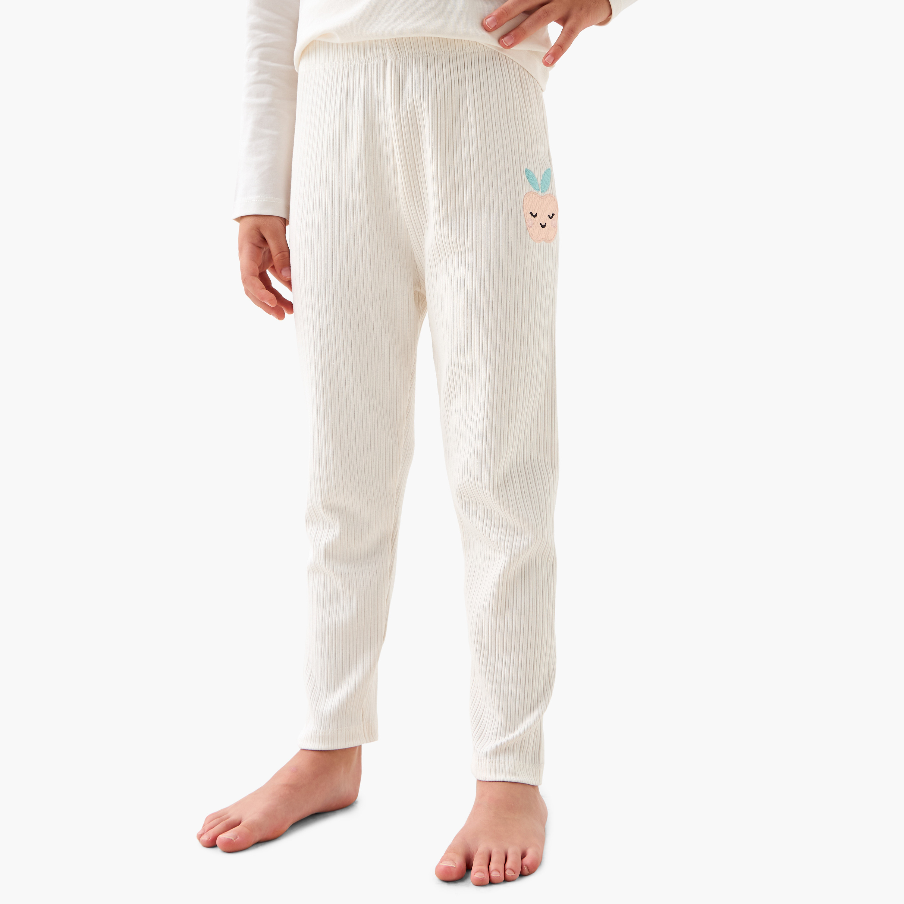 Juniors Embroidered T-shirt and Pyjama Set-baby-girls-clothing-nightwear-pyjamasets-image-3