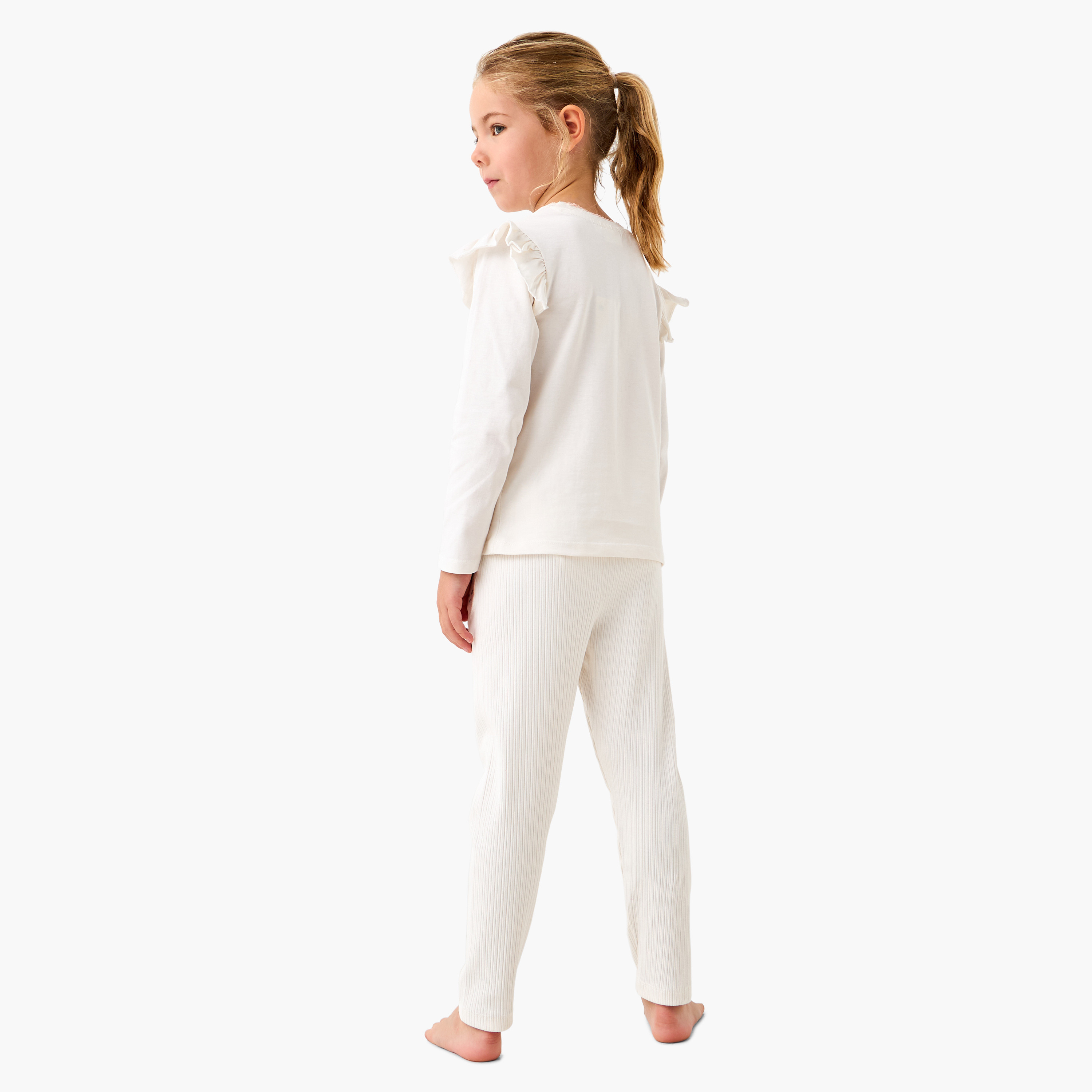 Juniors Embroidered T-shirt and Pyjama Set-baby-girls-clothing-nightwear-pyjamasets-image-4