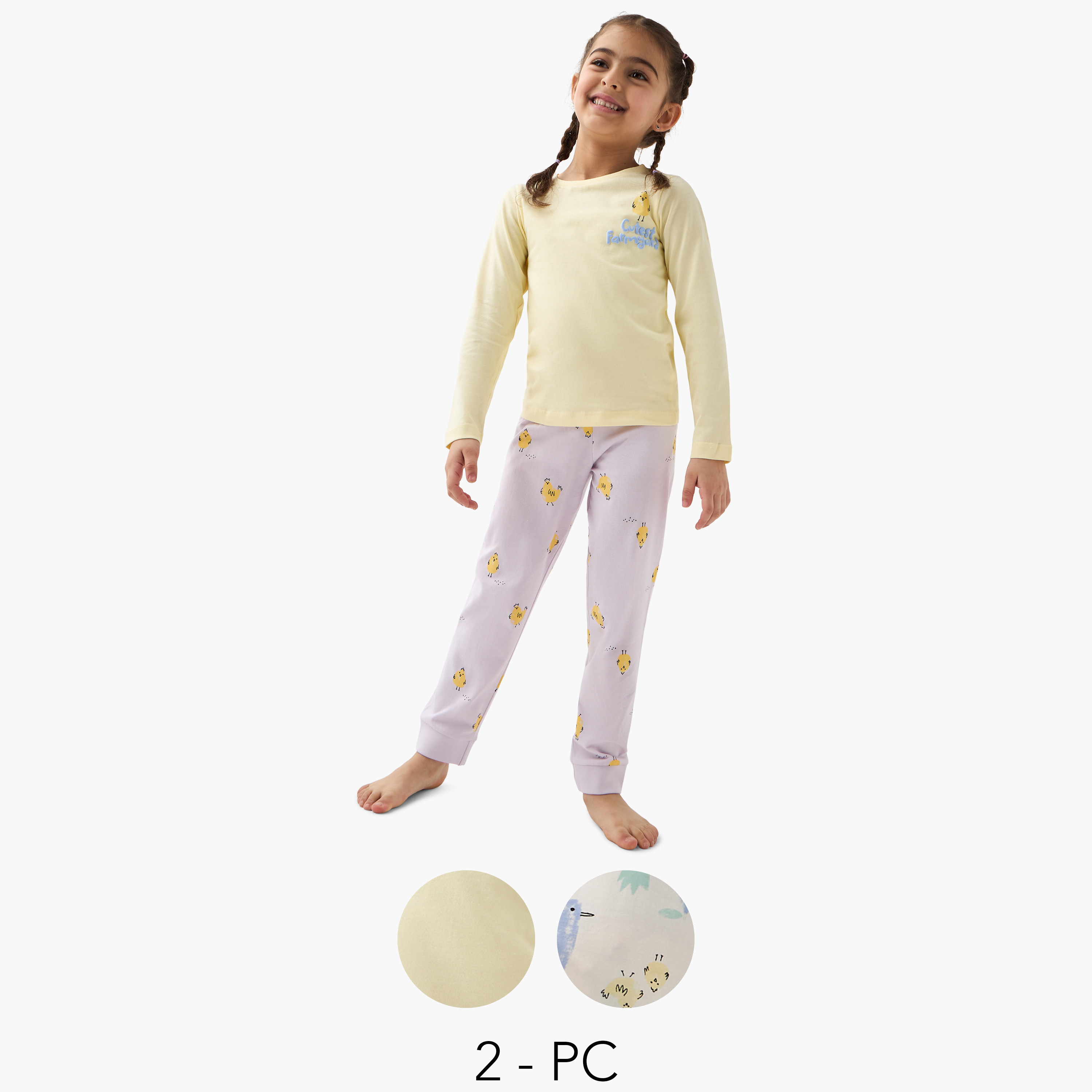Juniors Printed T-shirt with Pyjama - Set of 2-baby-girls-clothing-nightwear-pyjamasets-image-1