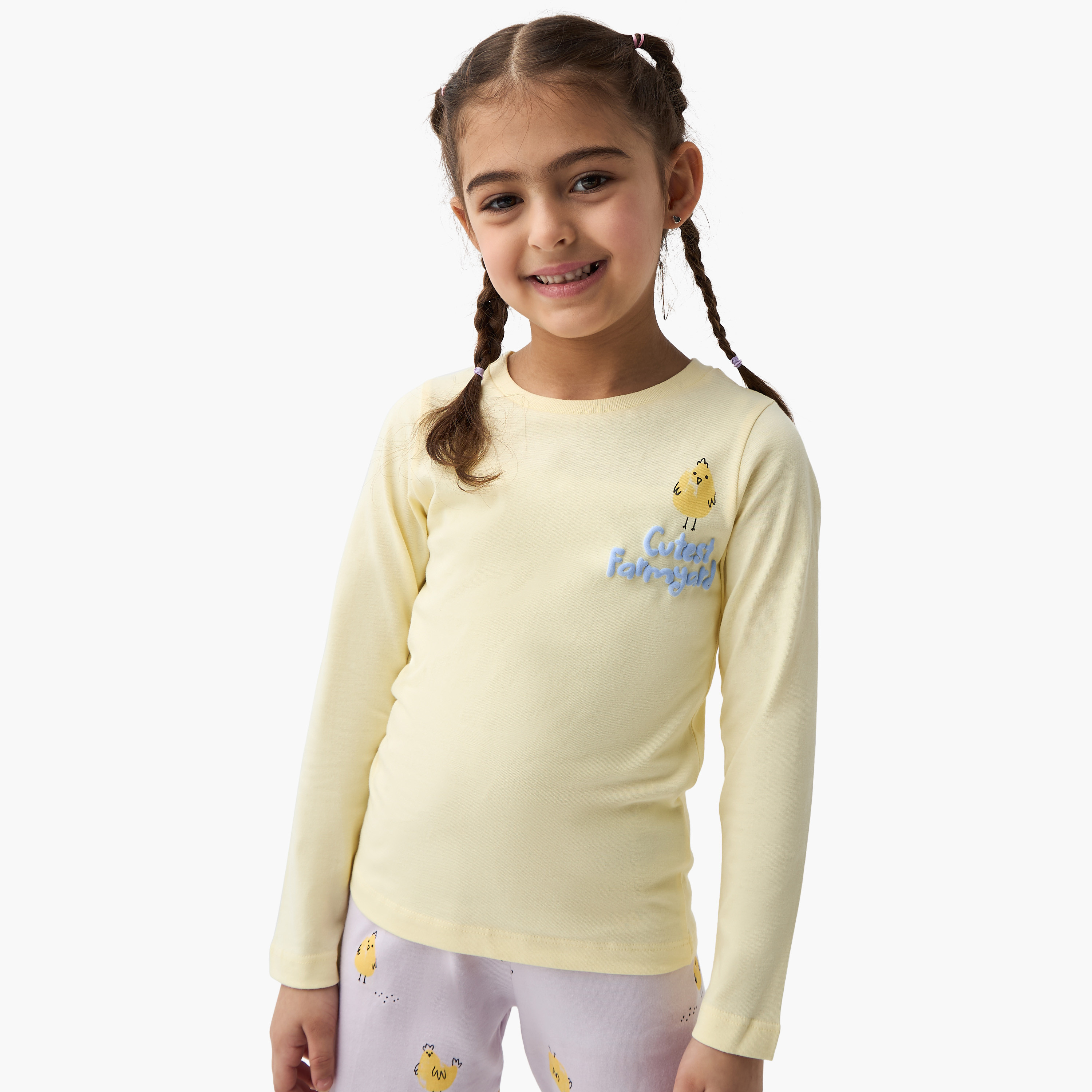 Juniors Printed T-shirt with Pyjama - Set of 2-baby-girls-clothing-nightwear-pyjamasets-image-2
