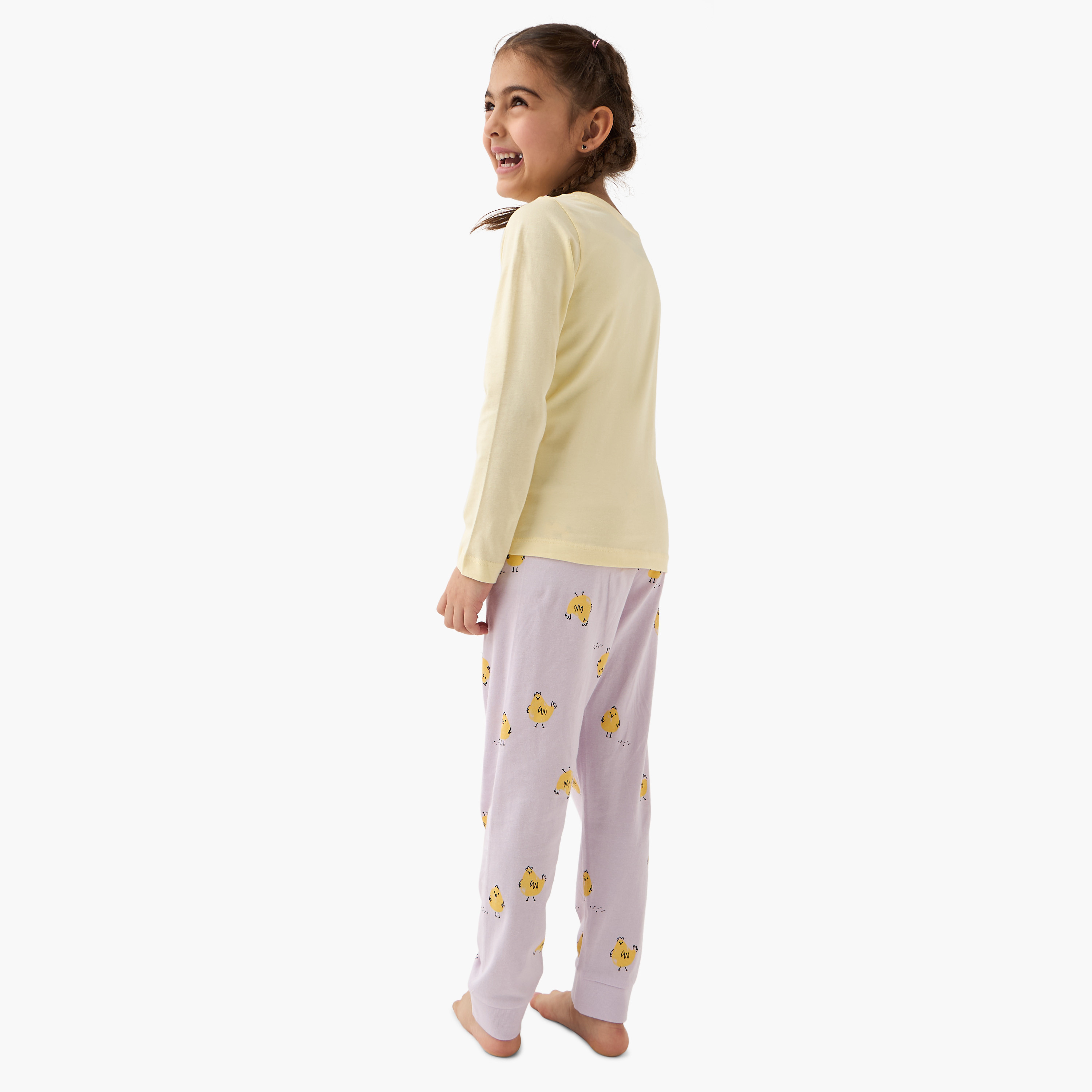 Juniors Printed T-shirt with Pyjama - Set of 2-baby-girls-clothing-nightwear-pyjamasets-image-4