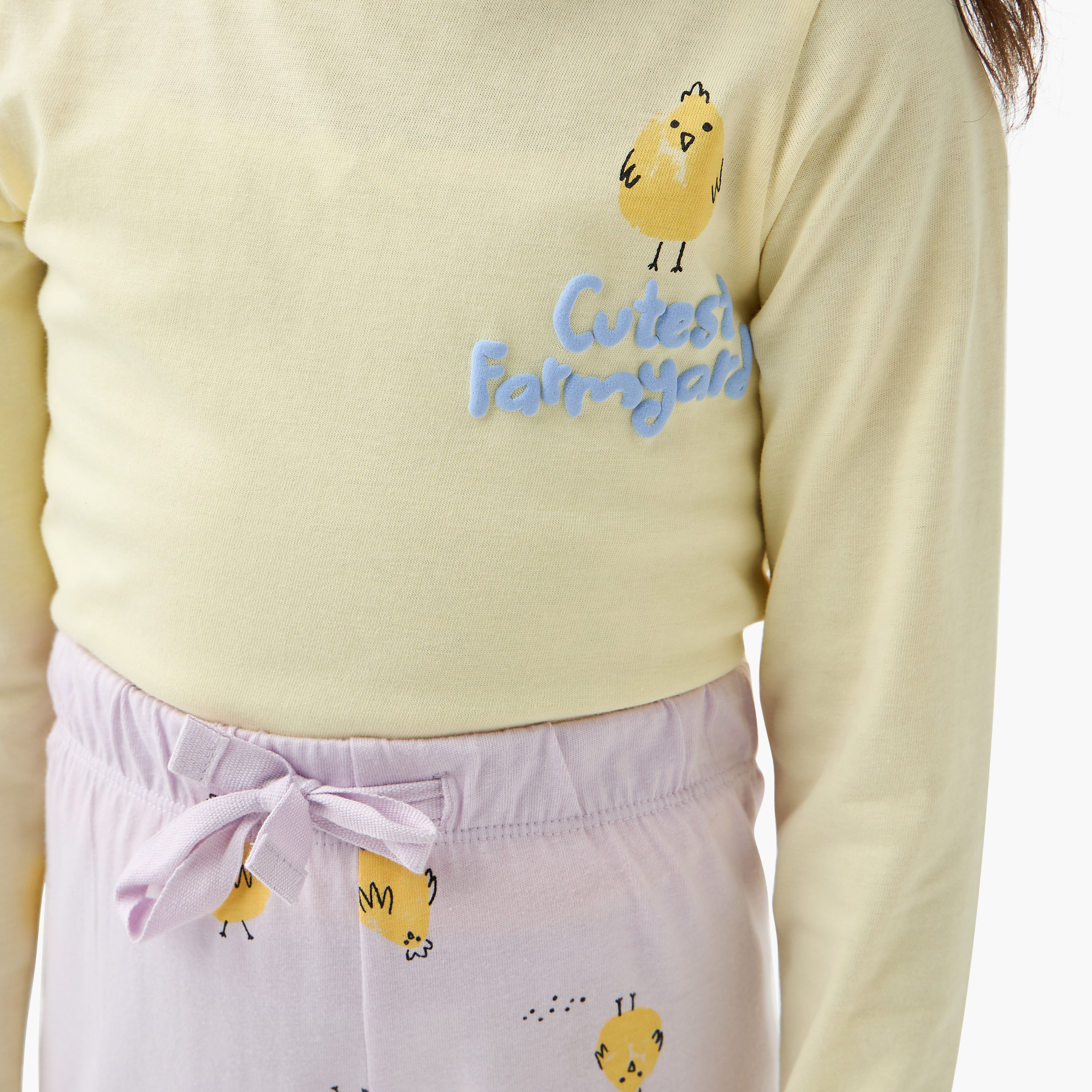 Juniors Printed T-shirt with Pyjama - Set of 2-baby-girls-clothing-nightwear-pyjamasets-image-5