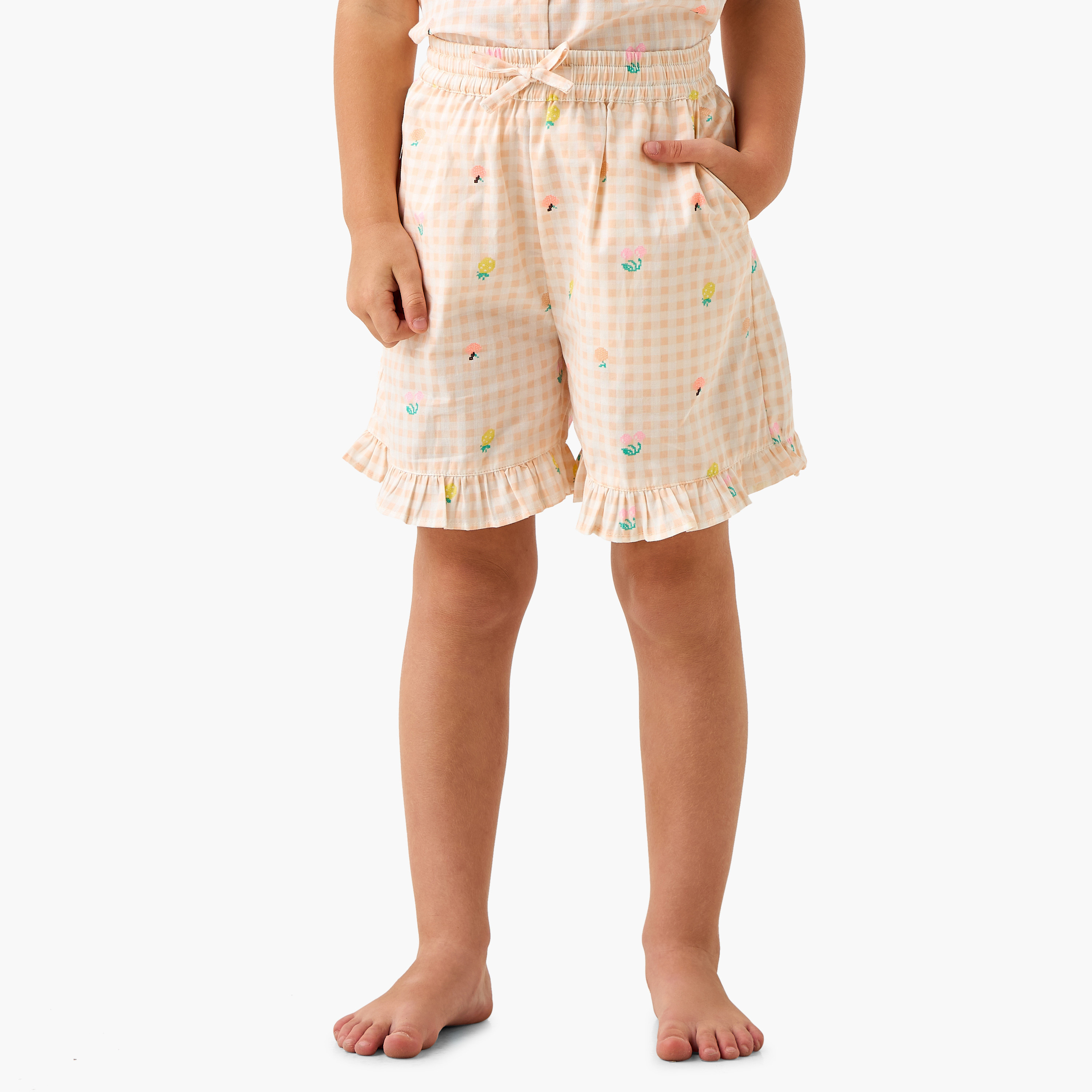 Juniors Checked Shorts and T-Shirt Set-boys-clothing-nightwear-image-3