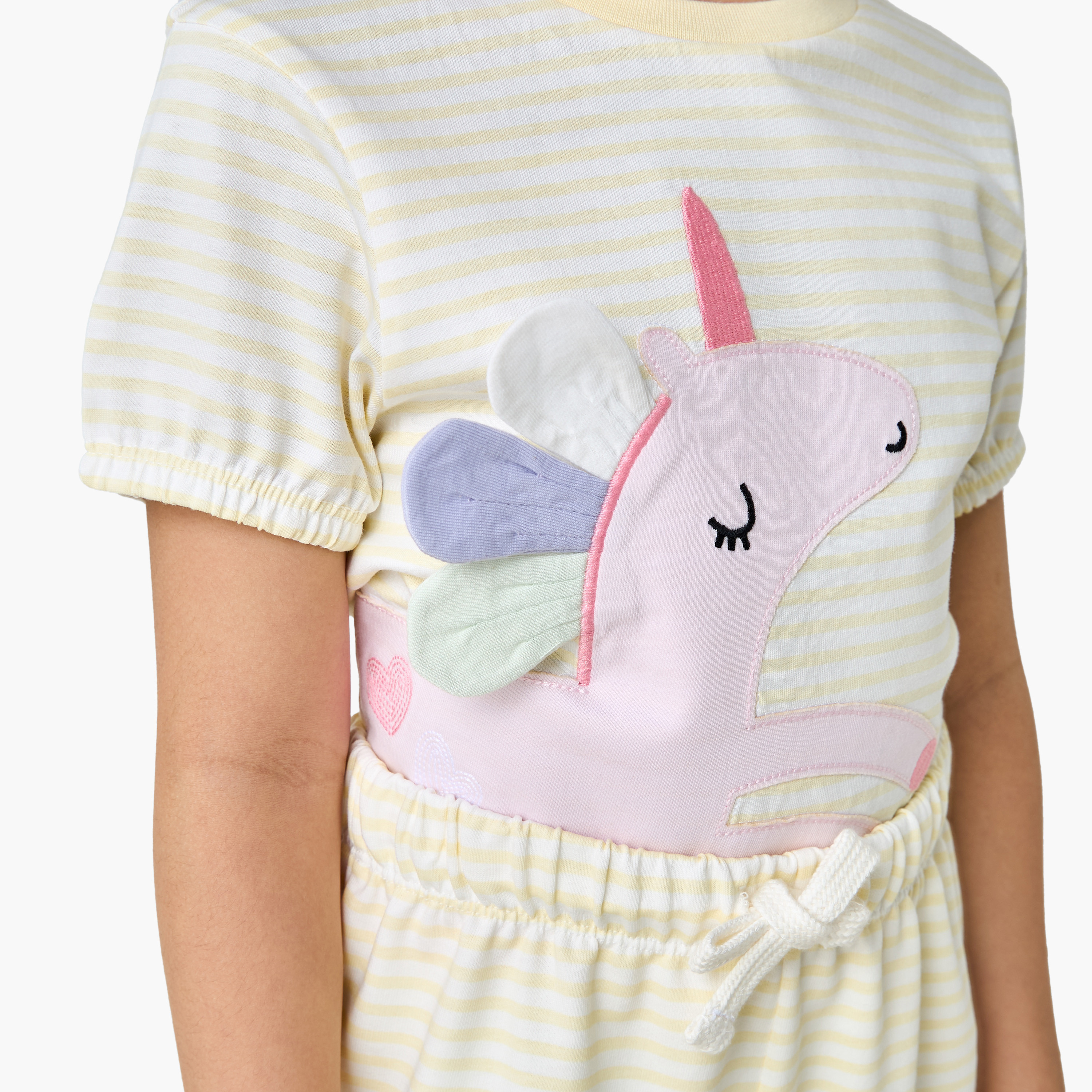 Juniors Unicorn Applique T-shirt and Pyjama Set-girls-clothing-nightwear-image-5