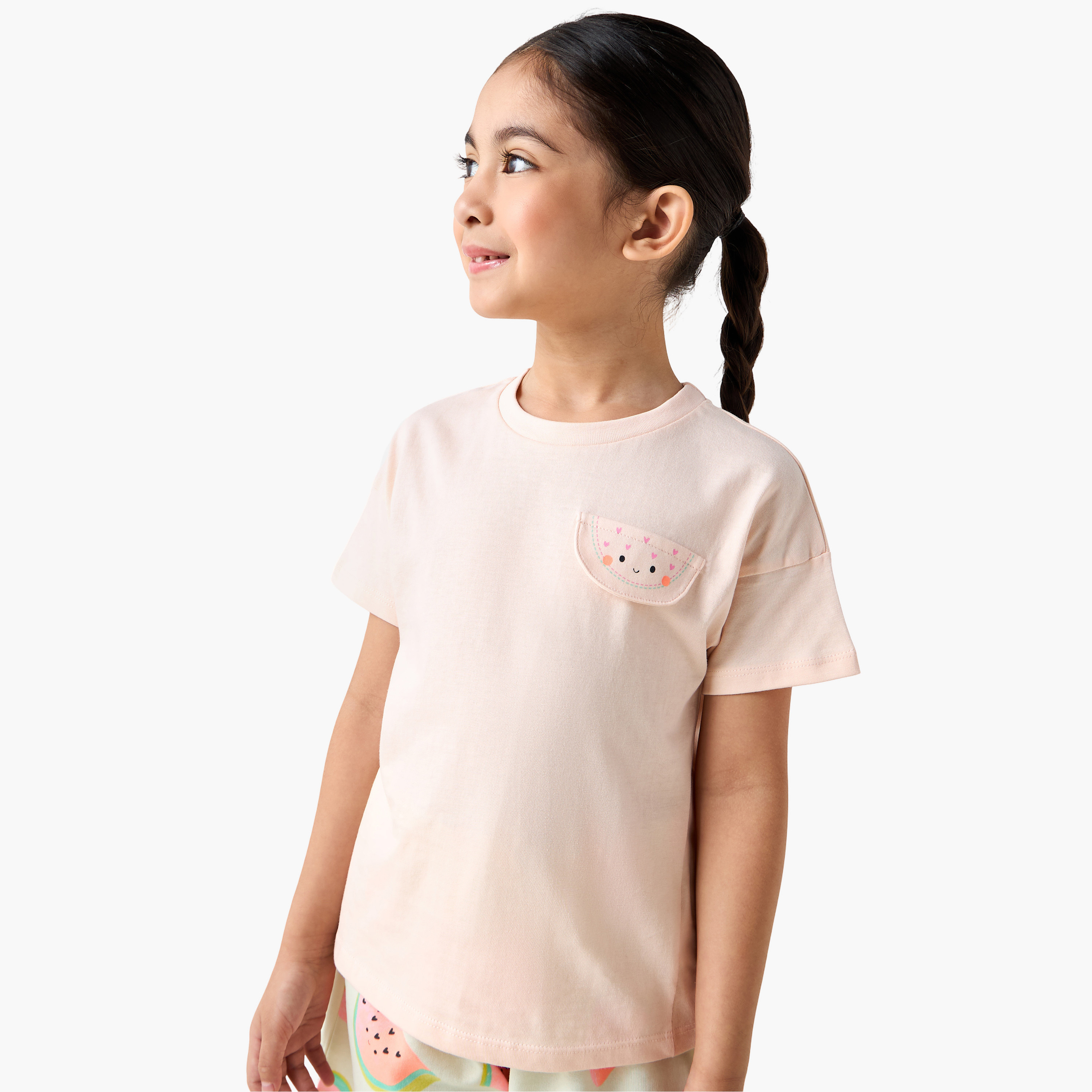 Juniors Printed T-shirt and Shorts Set-girls-clothing-nightwear-image-2