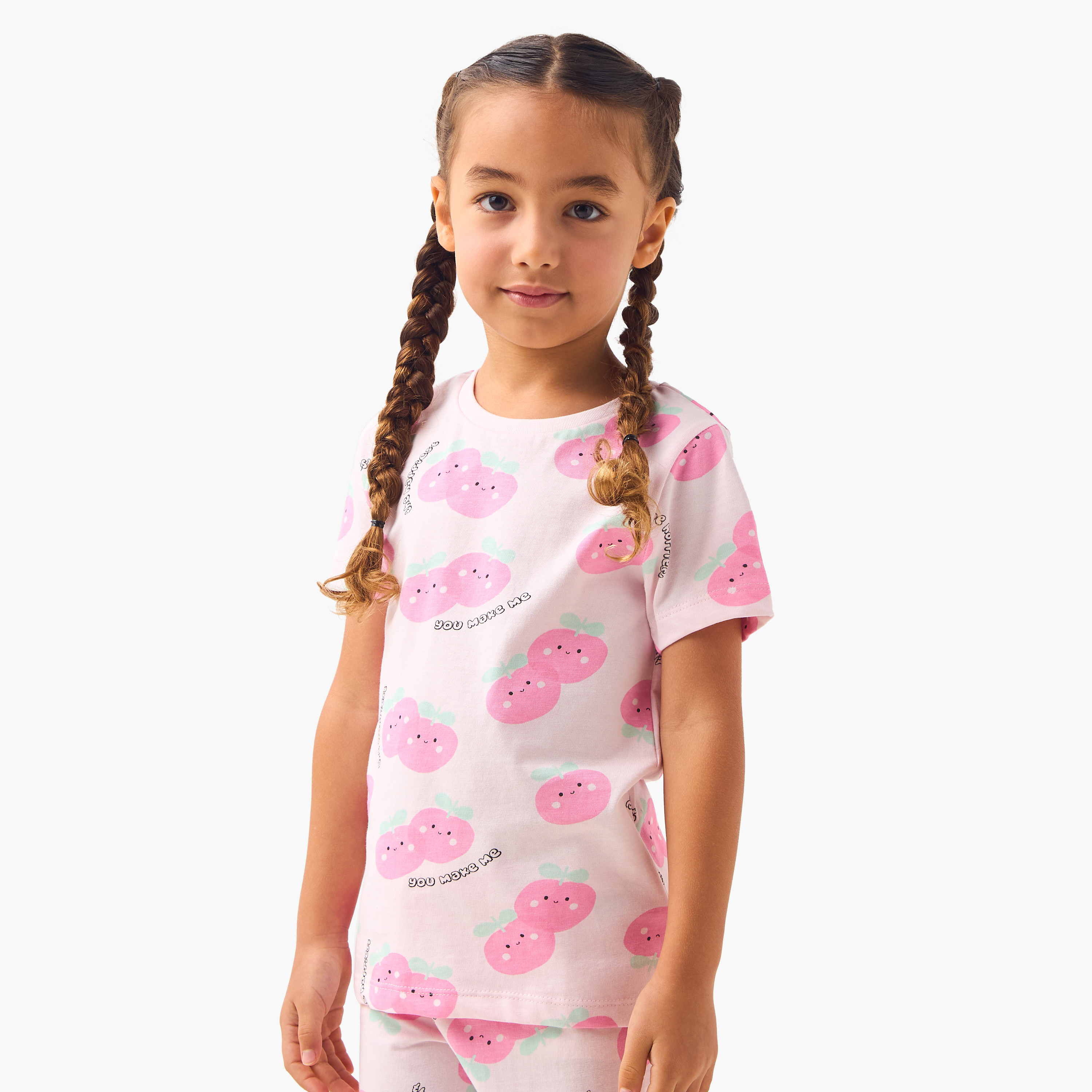 طقم بنطلون بيجاما وتيشيرت بطبعات 4 قطع من جونيورز-girls-clothing-nightwear-image-3