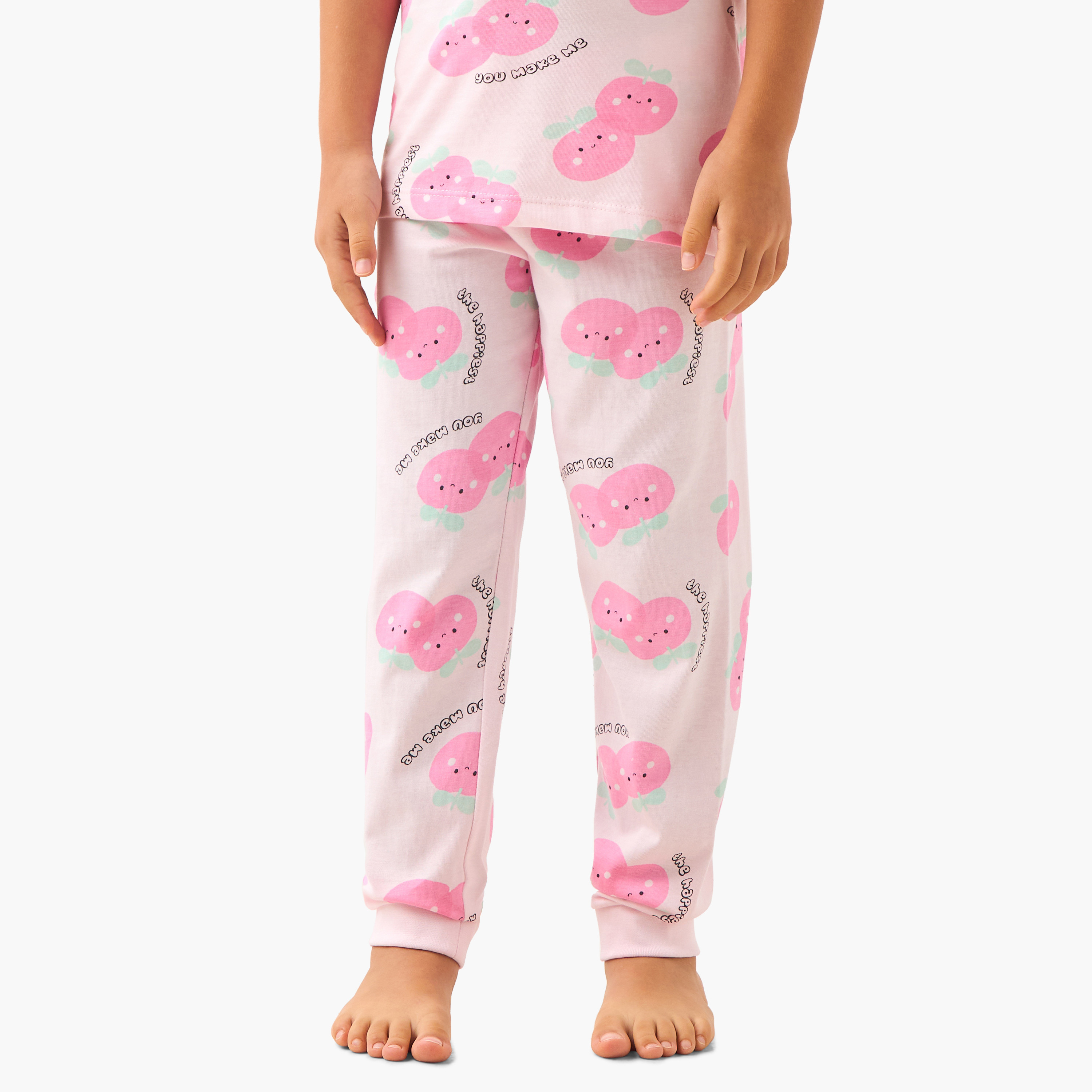 طقم بنطلون بيجاما وتيشيرت بطبعات 4 قطع من جونيورز-girls-clothing-nightwear-image-4