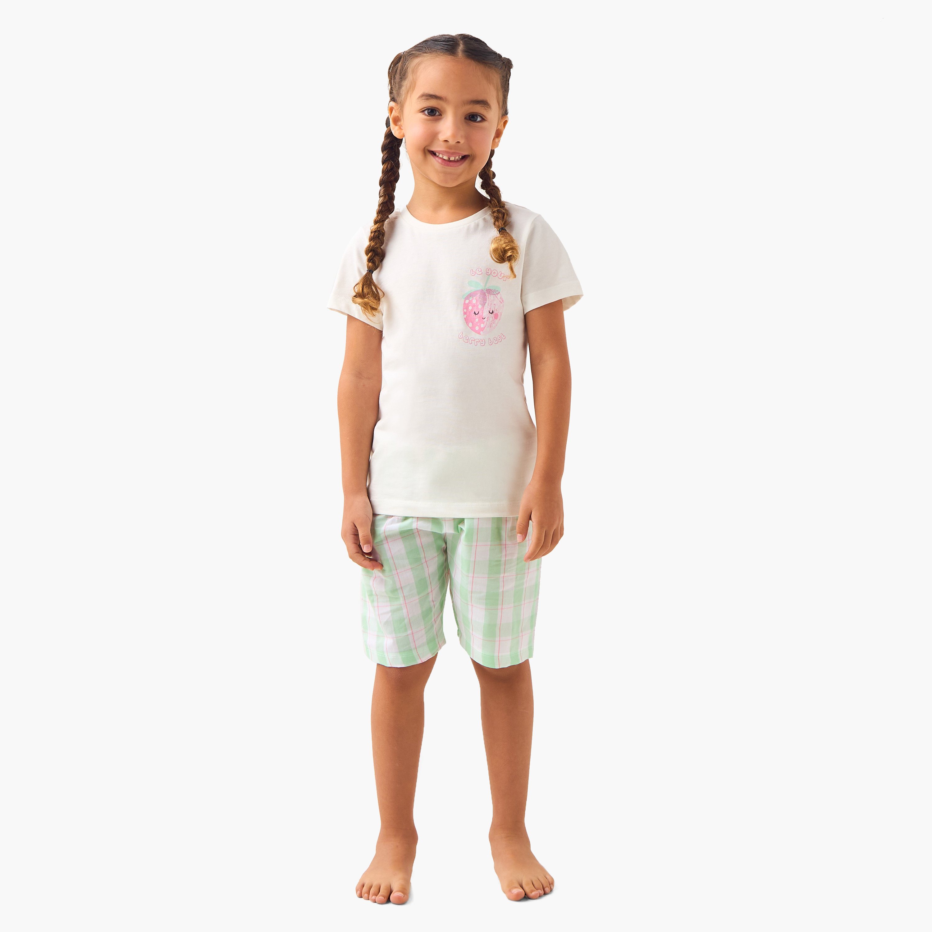 طقم بنطلون بيجاما وتيشيرت بطبعات 4 قطع من جونيورز-girls-clothing-nightwear-image-8