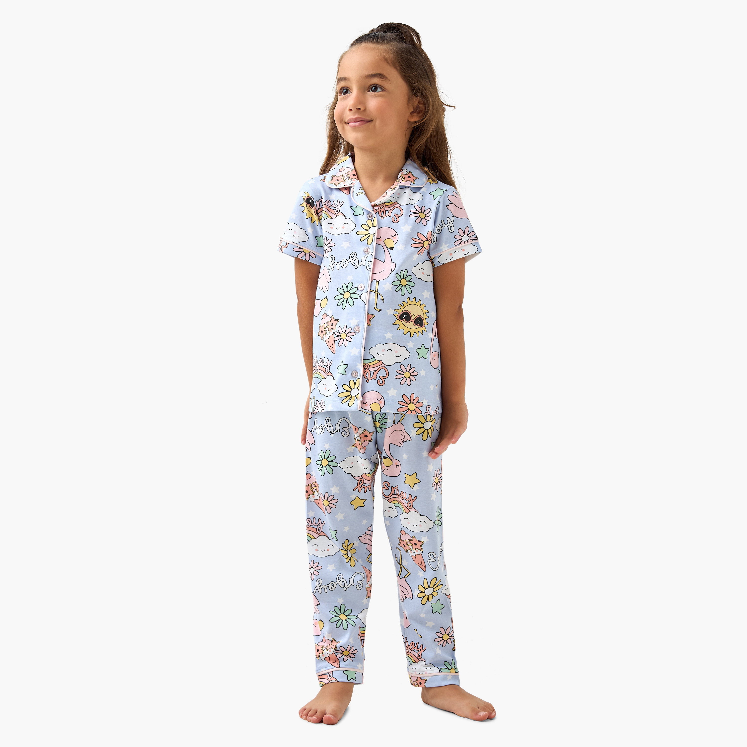 Juniors All-Over Printed Shirt and Pyjama Set-baby-girls-clothing-nightwear-pyjamasets-image-1