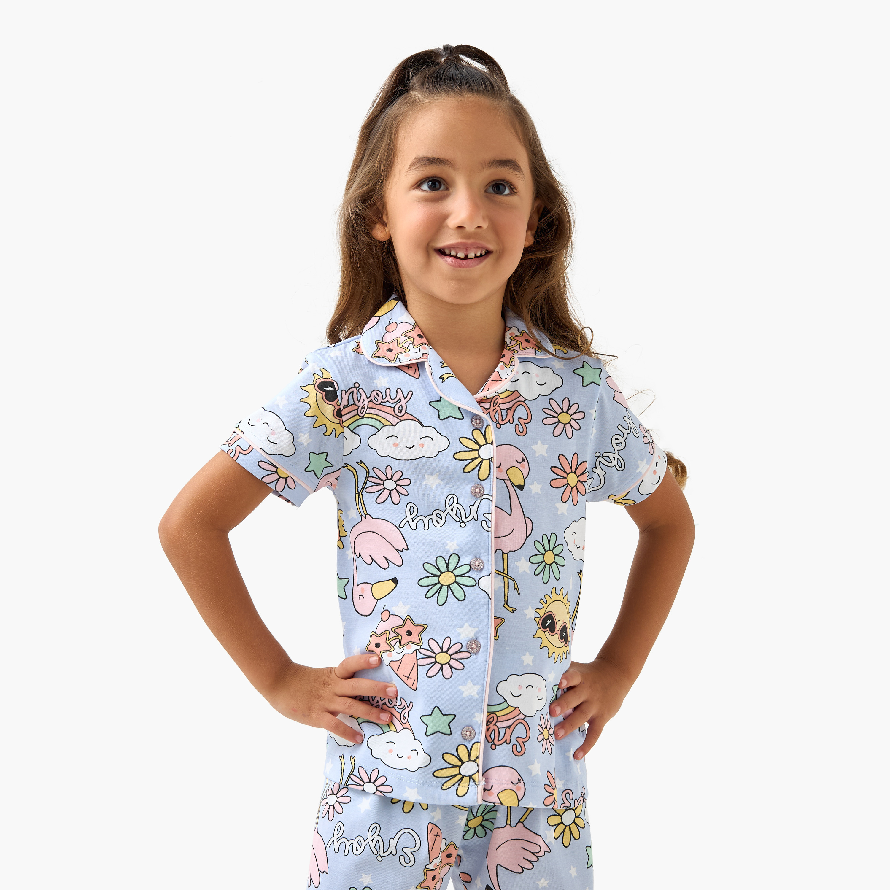 Juniors All-Over Printed Shirt and Pyjama Set-baby-girls-clothing-nightwear-pyjamasets-image-2