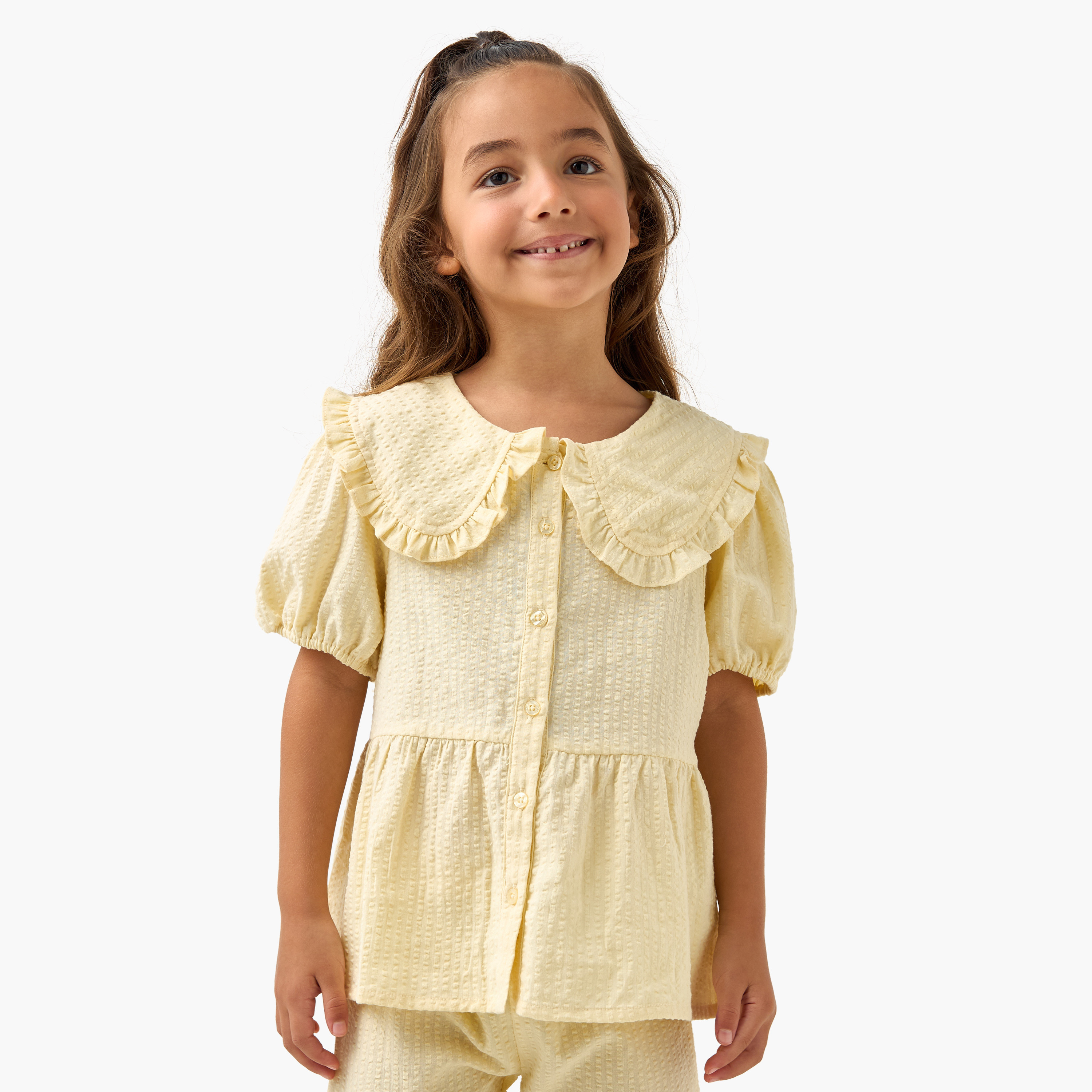 Juniors Textured Shirt and Pyjama Set-baby-girls-clothing-nightwear-pyjamasets-image-2