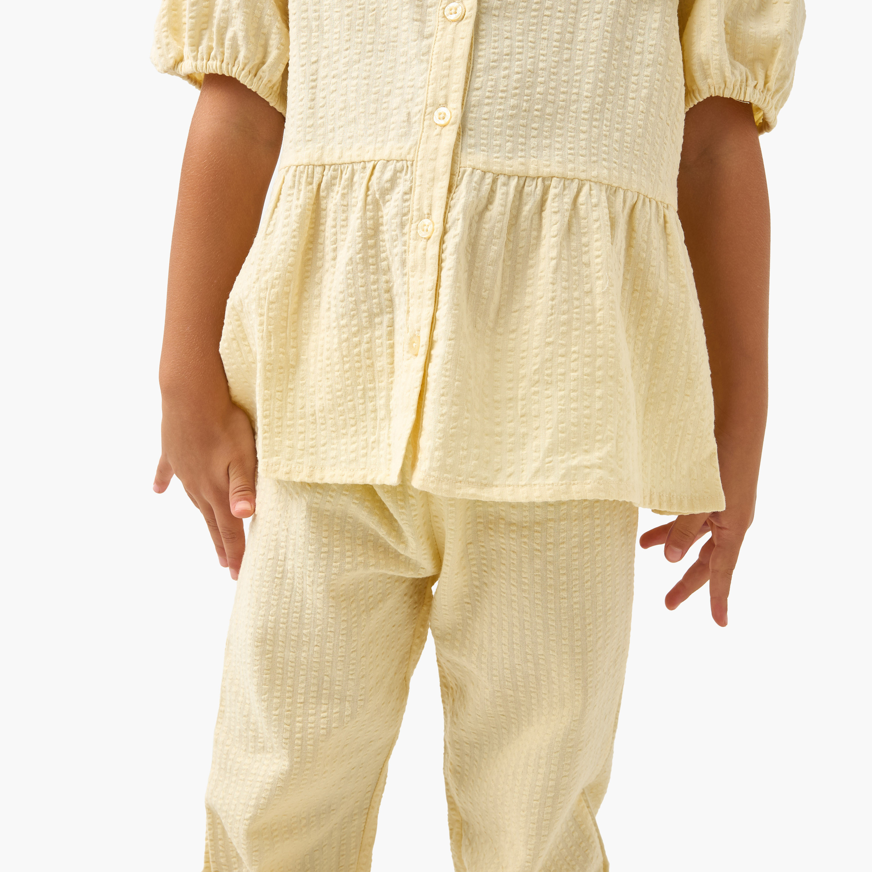 Juniors Textured Shirt and Pyjama Set-baby-girls-clothing-nightwear-pyjamasets-image-4