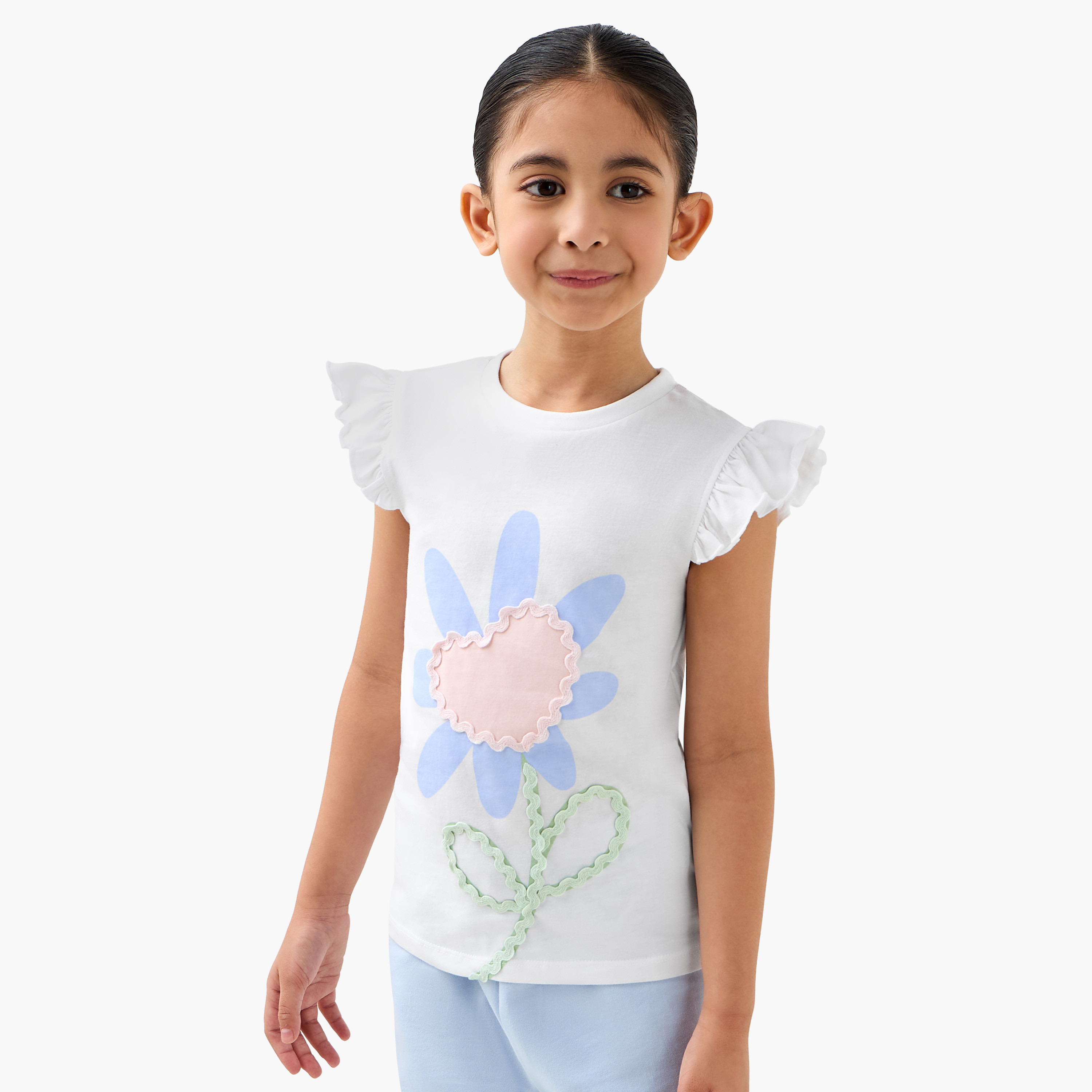 Juniors Floral Print Sleeveless Top and Pyjama Set-girls-clothing-nightwear-image-2