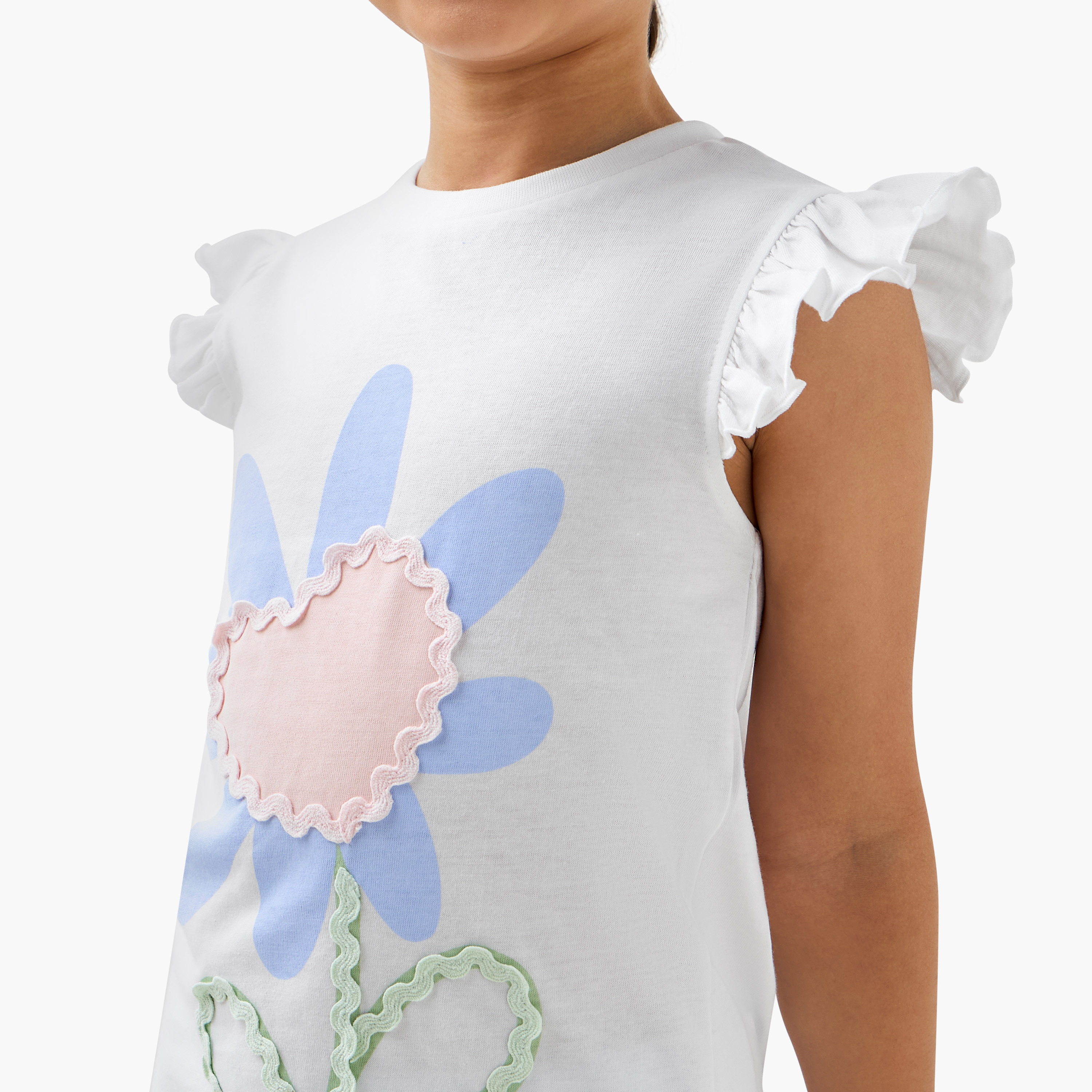 Juniors Floral Print Sleeveless Top and Pyjama Set-girls-clothing-nightwear-image-5