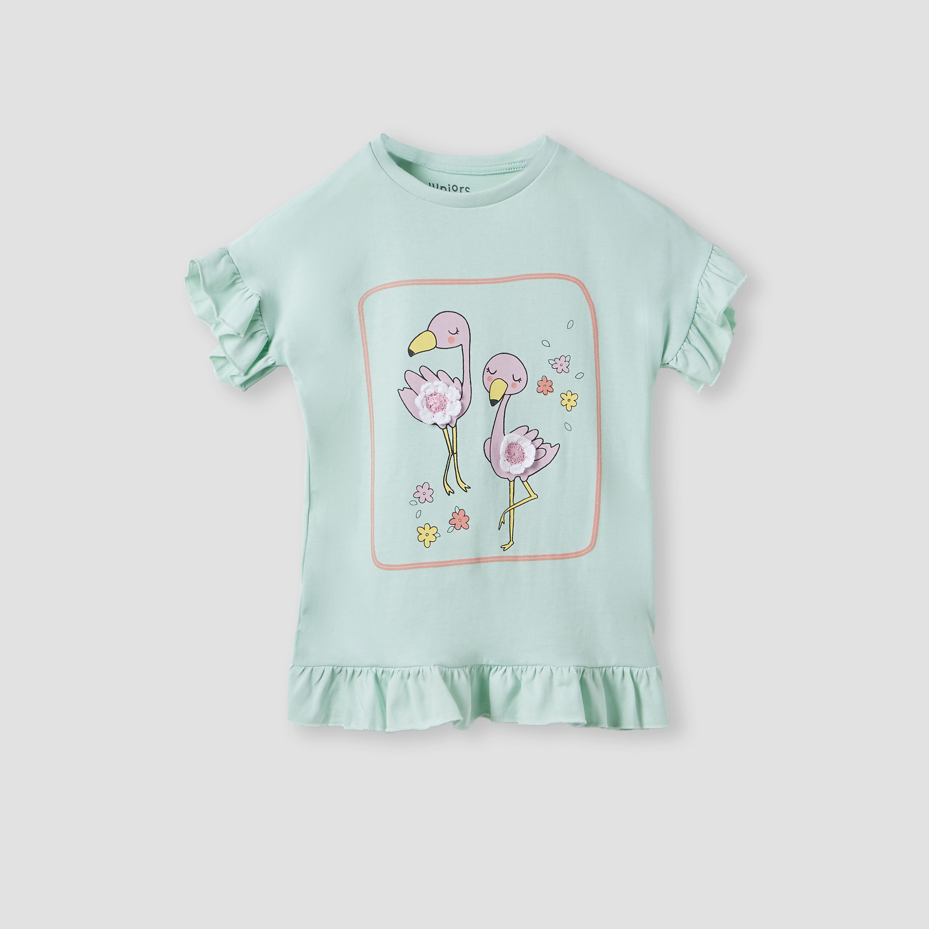 Juniors Flamingo Print Top and Shorts Set-baby-girls-clothing-nightwear-pyjamasets-image-2