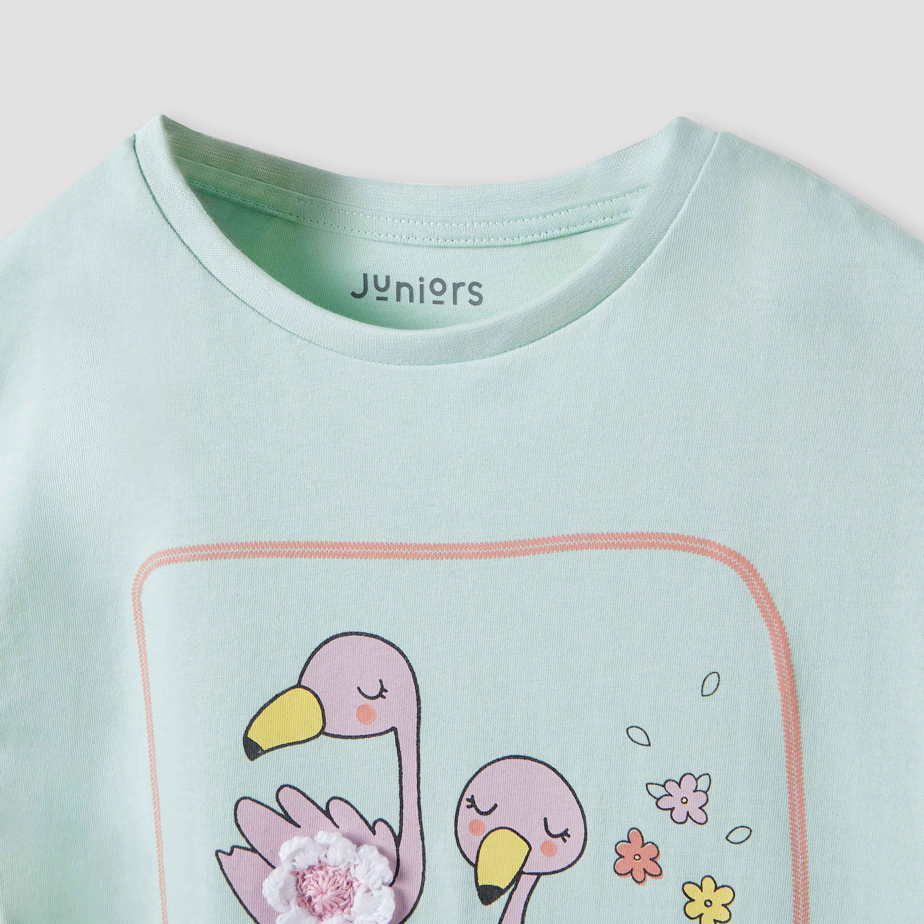 Juniors Flamingo Print Top and Shorts Set-baby-girls-clothing-nightwear-pyjamasets-image-5