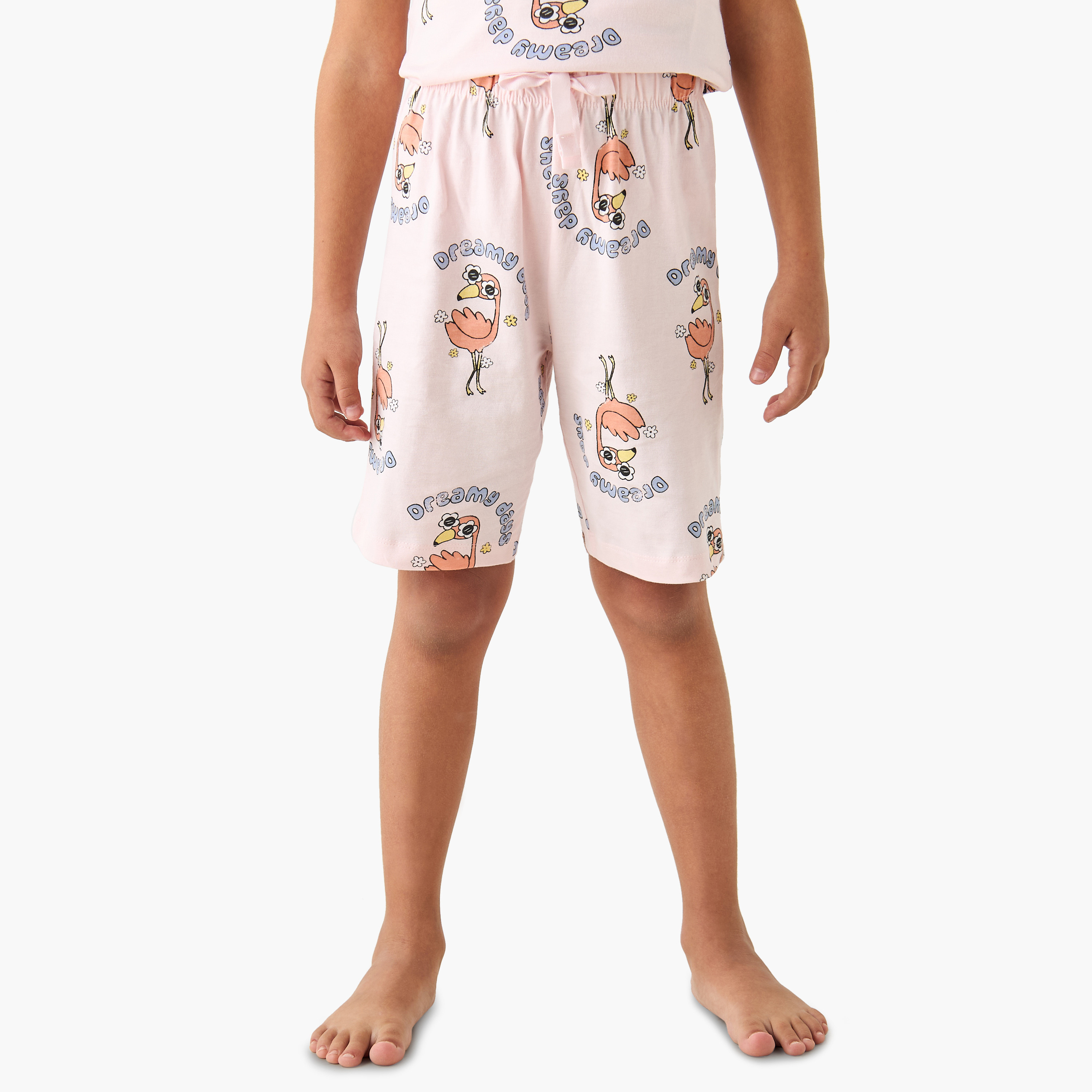 طقم بيجاما وتيشيرت بطبعات فلامنجو من جونيورز  - طقم من قطعتين-girls-clothing-nightwear-image-3