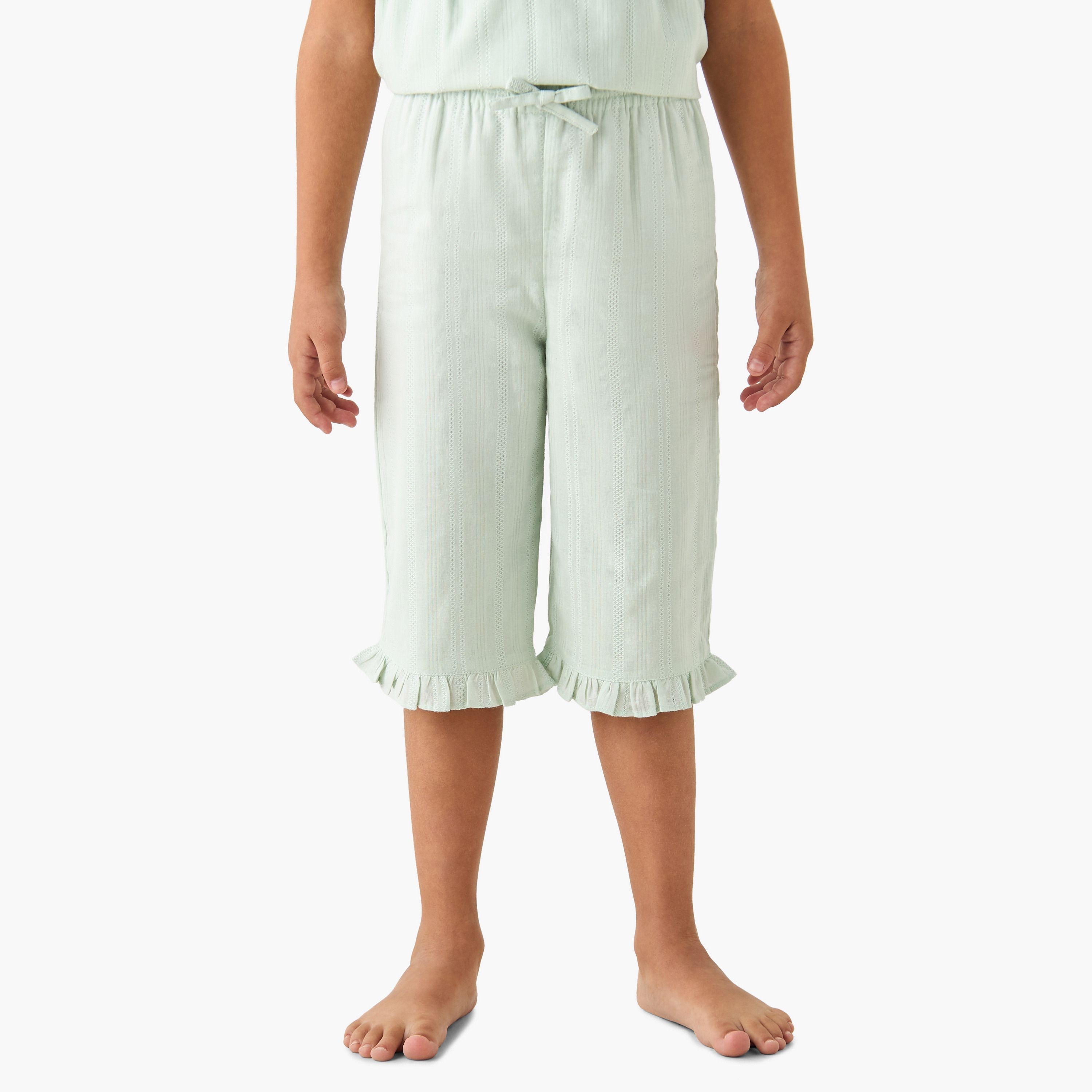 طقم بنطلون بيجاما وبلوزة بارزة الملمس دون أكمام من جونيورز-girls-clothing-nightwear-image-3