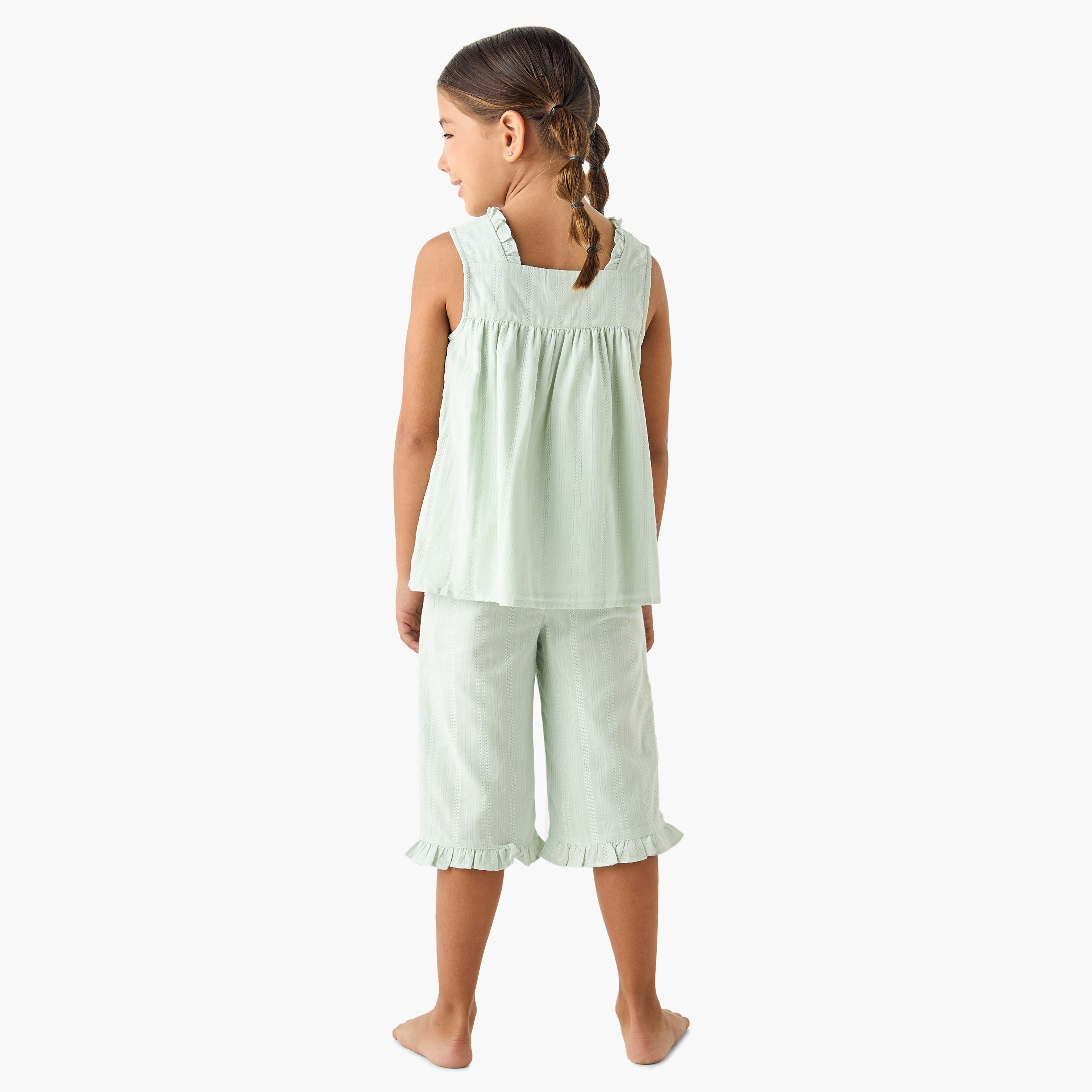 طقم بنطلون بيجاما وبلوزة بارزة الملمس دون أكمام من جونيورز-girls-clothing-nightwear-image-2