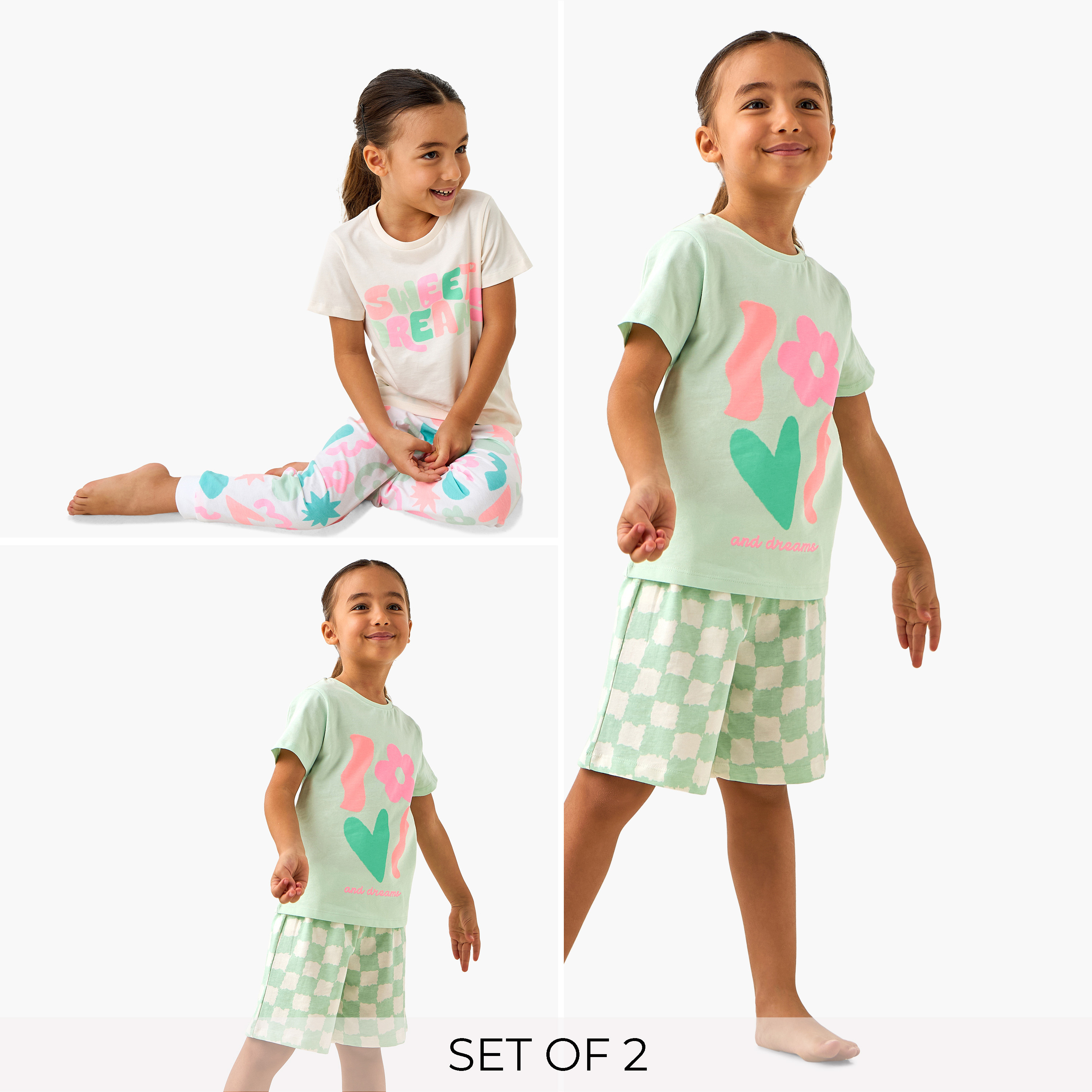 Juniors 4-Piece Printed T-shirt and Pyjama Set-baby-girls-clothing-nightwear-pyjamasets-image-1