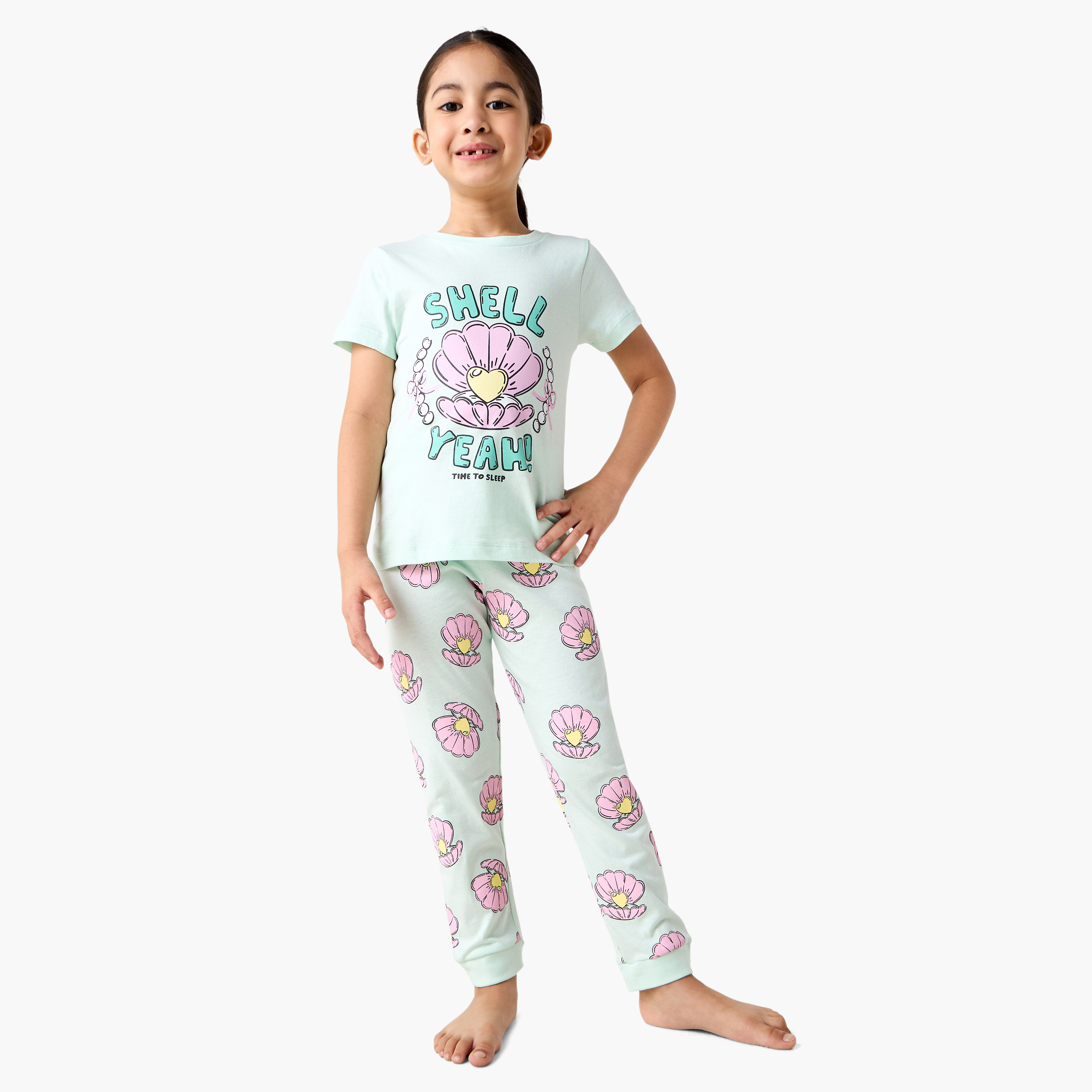 Juniors Printed T-shirt and Pyjamas - Set of 2-girls-clothing-nightwear-image-3