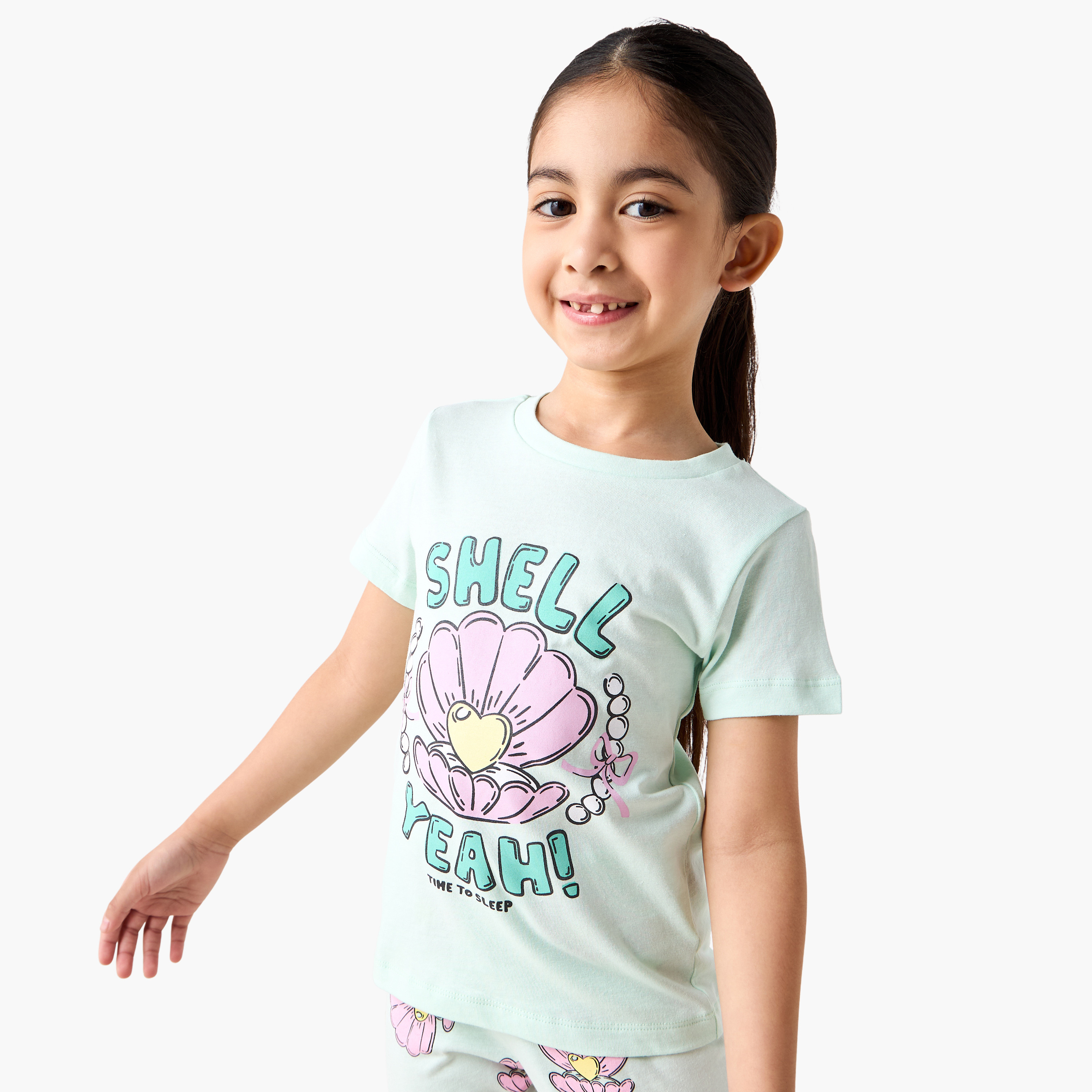 Juniors Printed T-shirt and Pyjamas - Set of 2-girls-clothing-nightwear-image-4