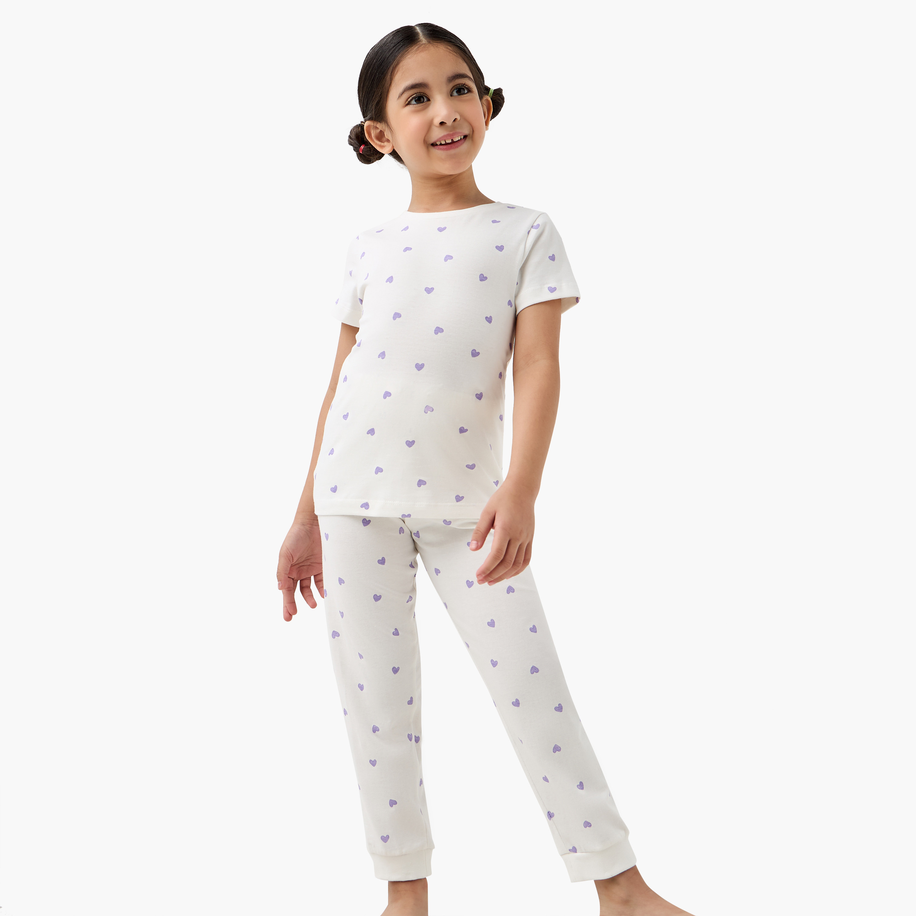 Juniors Printed T-shirt and Pyjamas - Set of 3-baby-girls-clothing-nightwear-pyjamasets-image-2