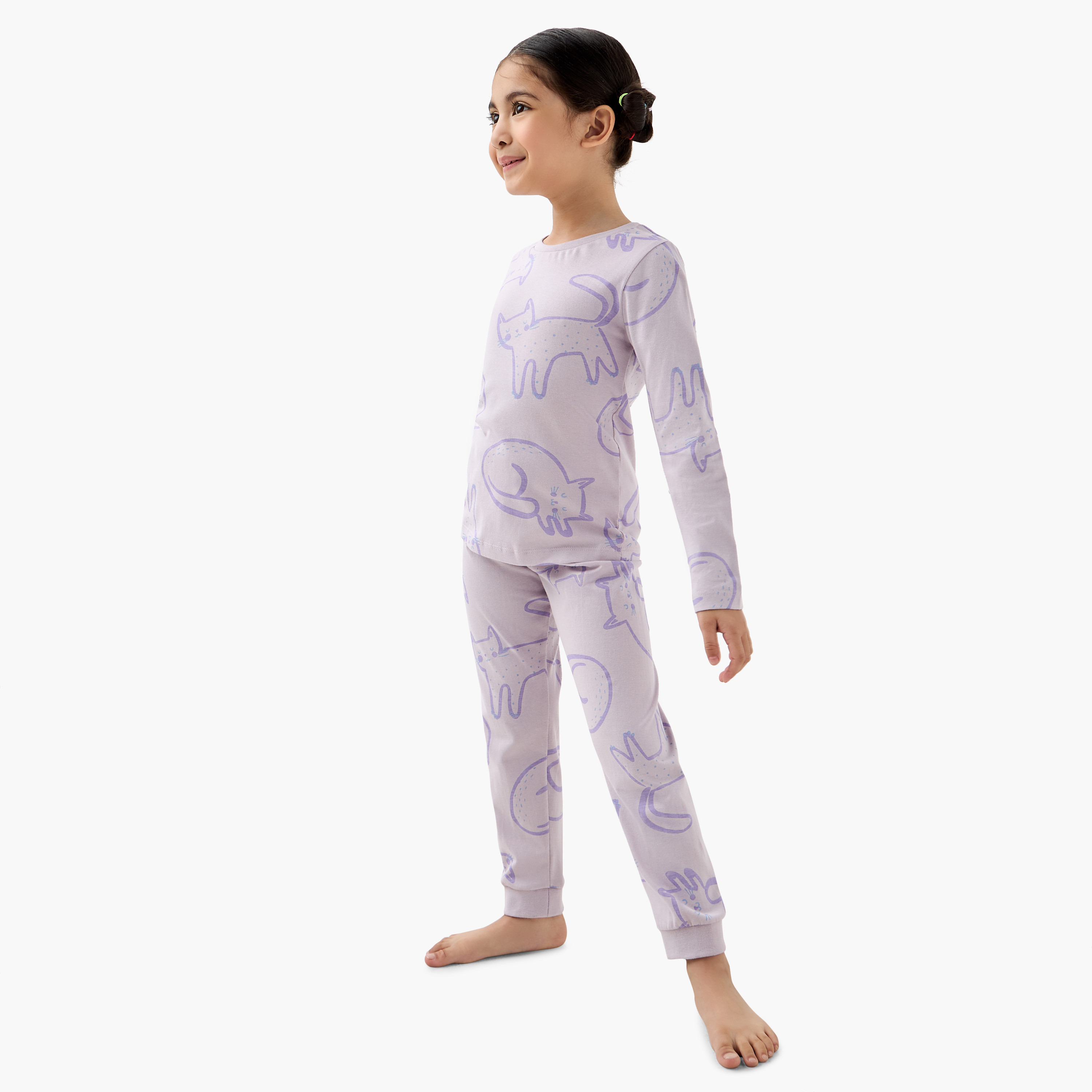 Juniors Printed T-shirt and Pyjamas - Set of 3-baby-girls-clothing-nightwear-pyjamasets-image-3