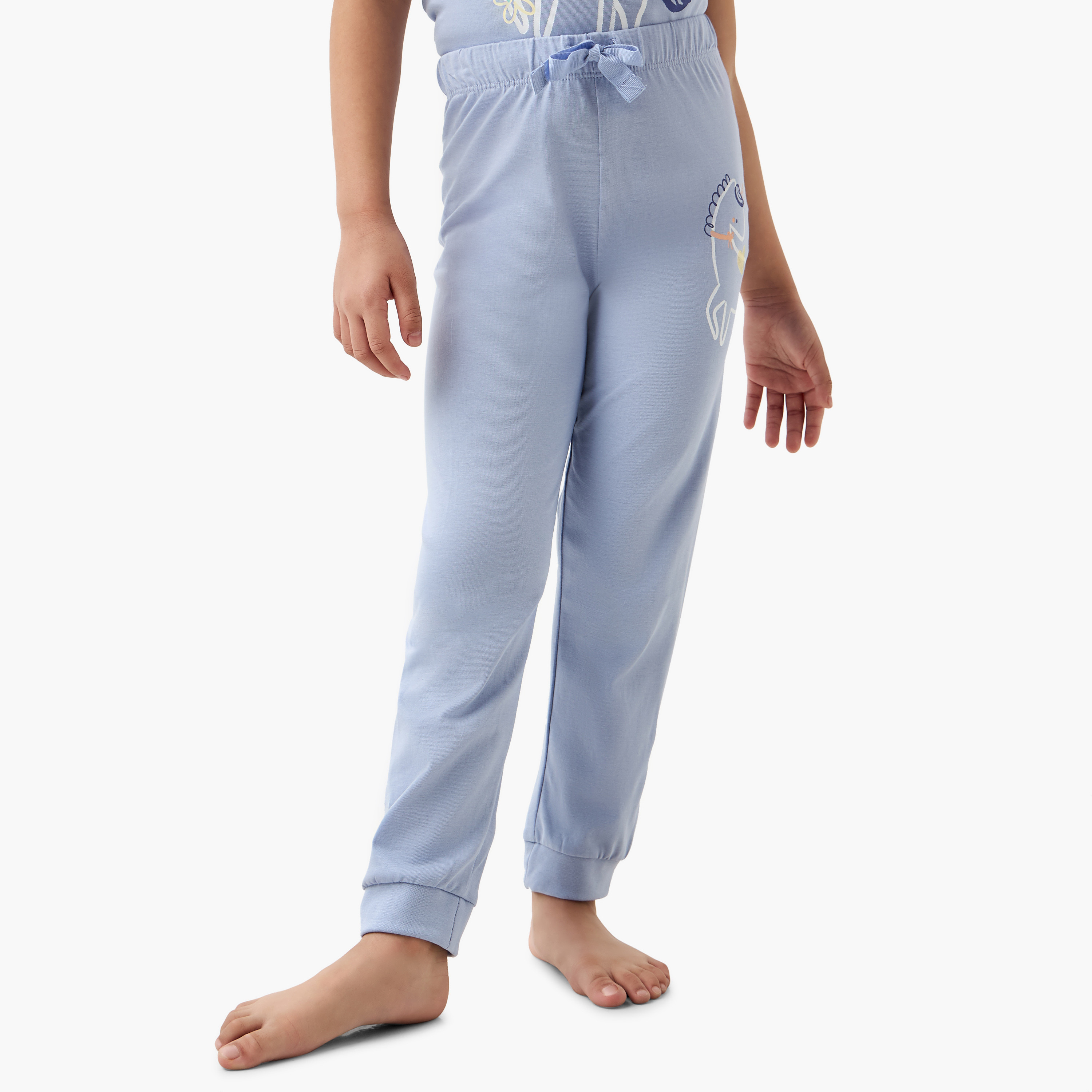 Juniors Printed T-shirt and Pyjamas - Set of 3-baby-girls-clothing-nightwear-pyjamasets-image-5
