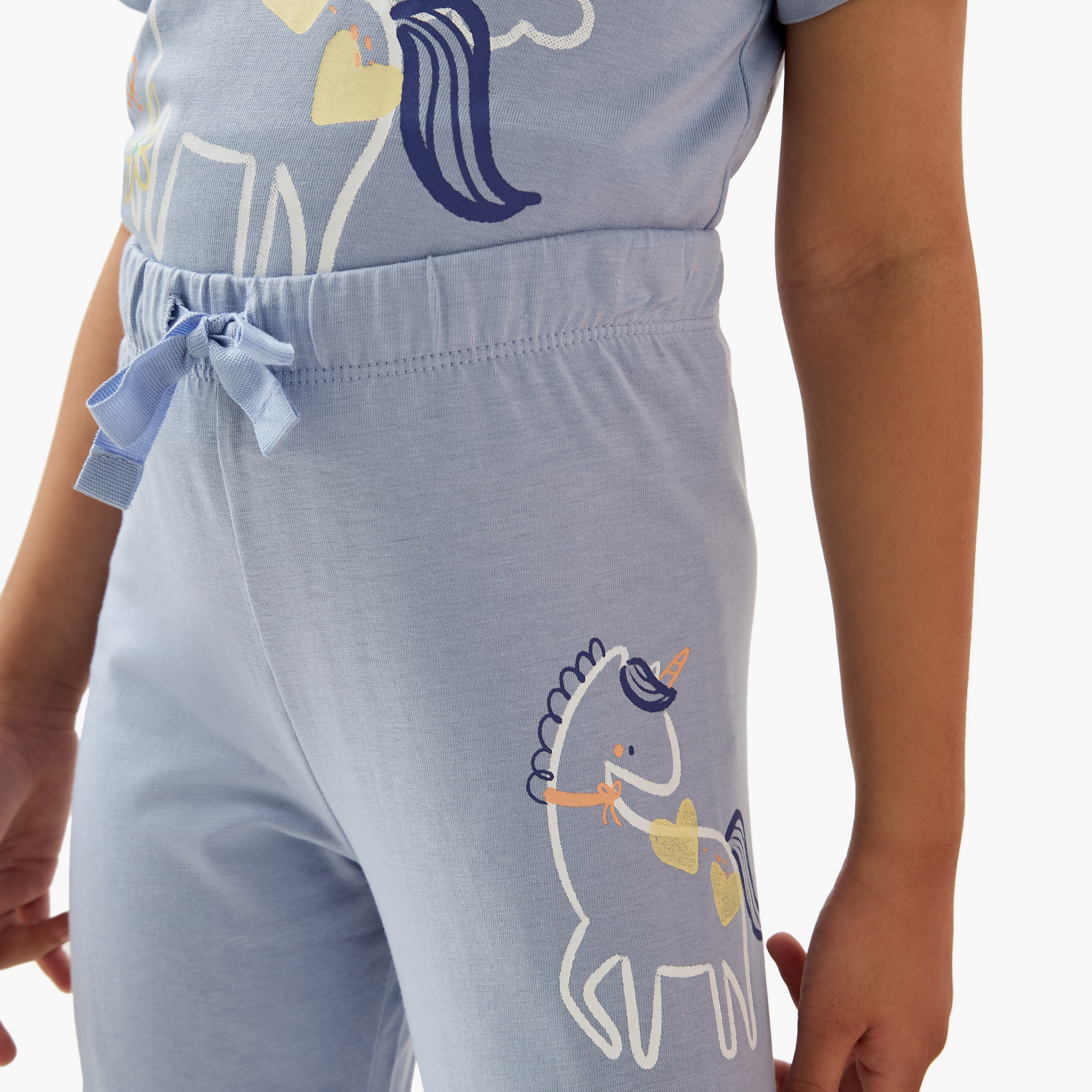 Juniors Printed T-shirt and Pyjamas - Set of 3-baby-girls-clothing-nightwear-pyjamasets-image-7