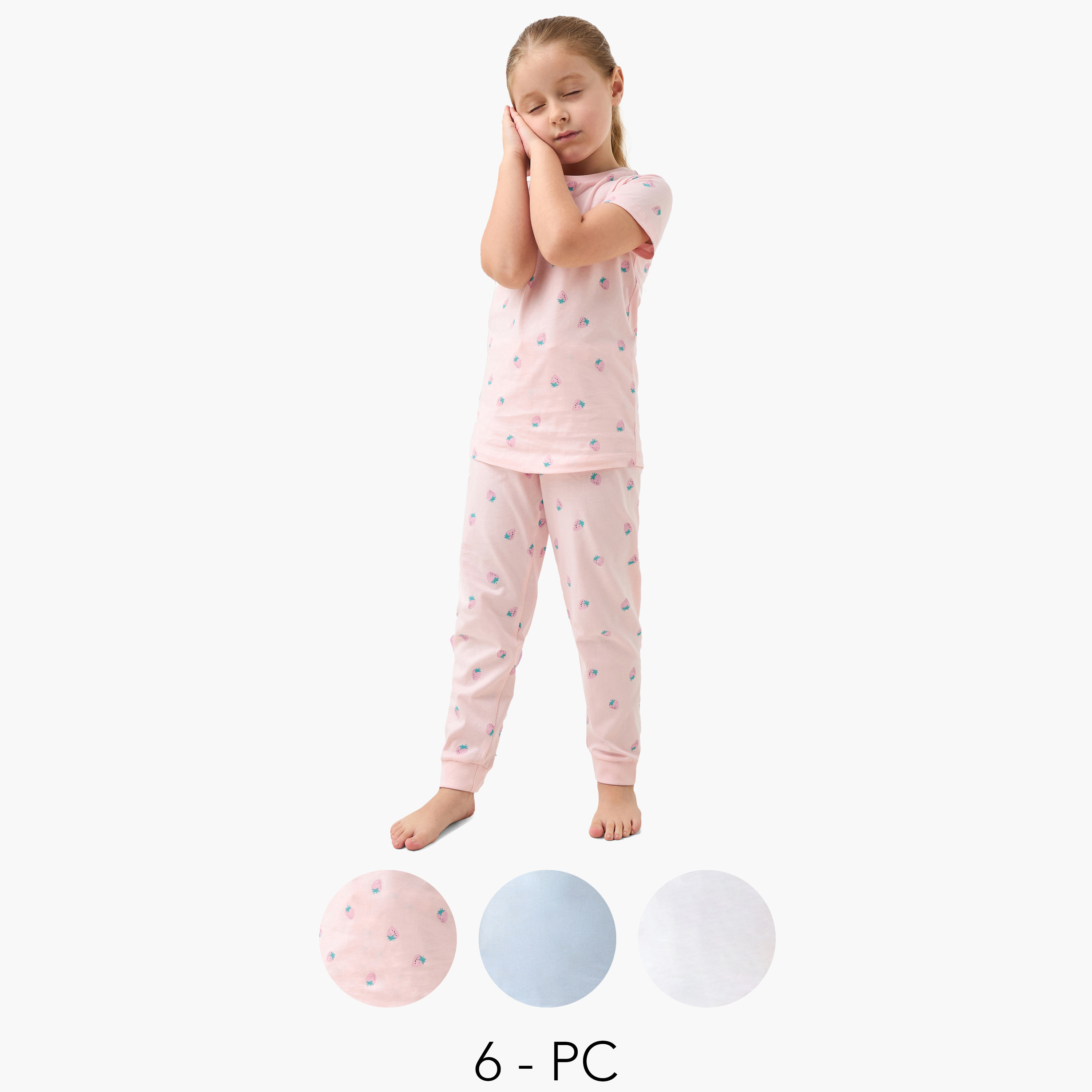 Juniors Printed T-shirt with Pyjama - Set of 3-baby-girls-clothing-nightwear-pyjamasets-image-1