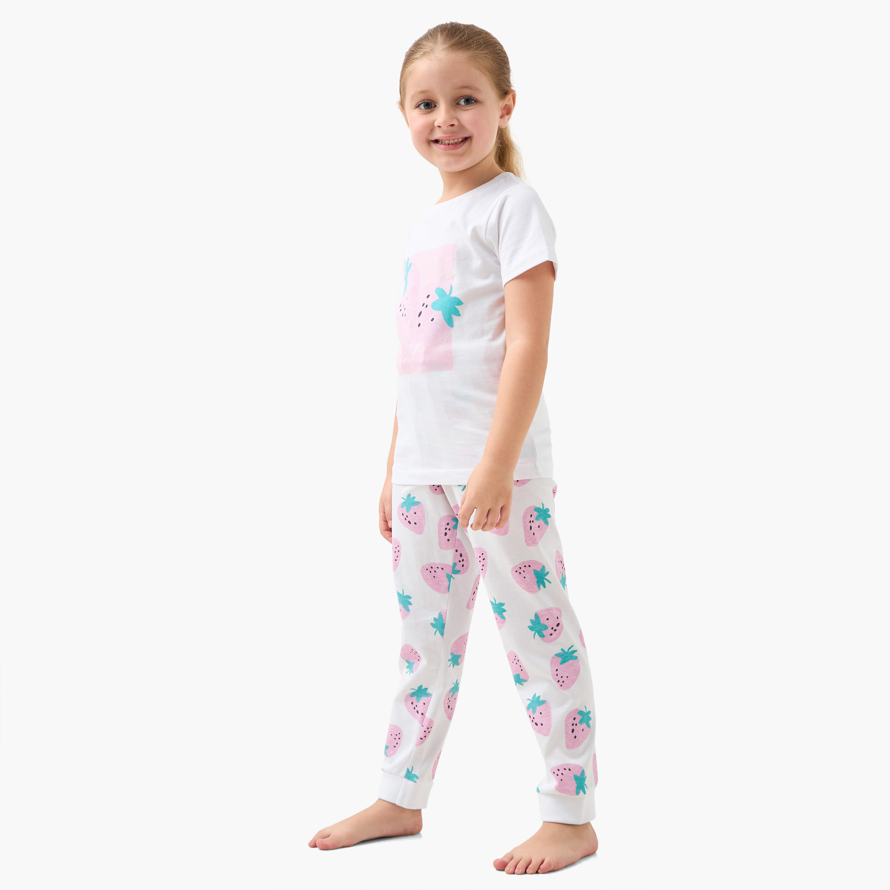 Juniors Printed T-shirt with Pyjama - Set of 3-baby-girls-clothing-nightwear-pyjamasets-image-8