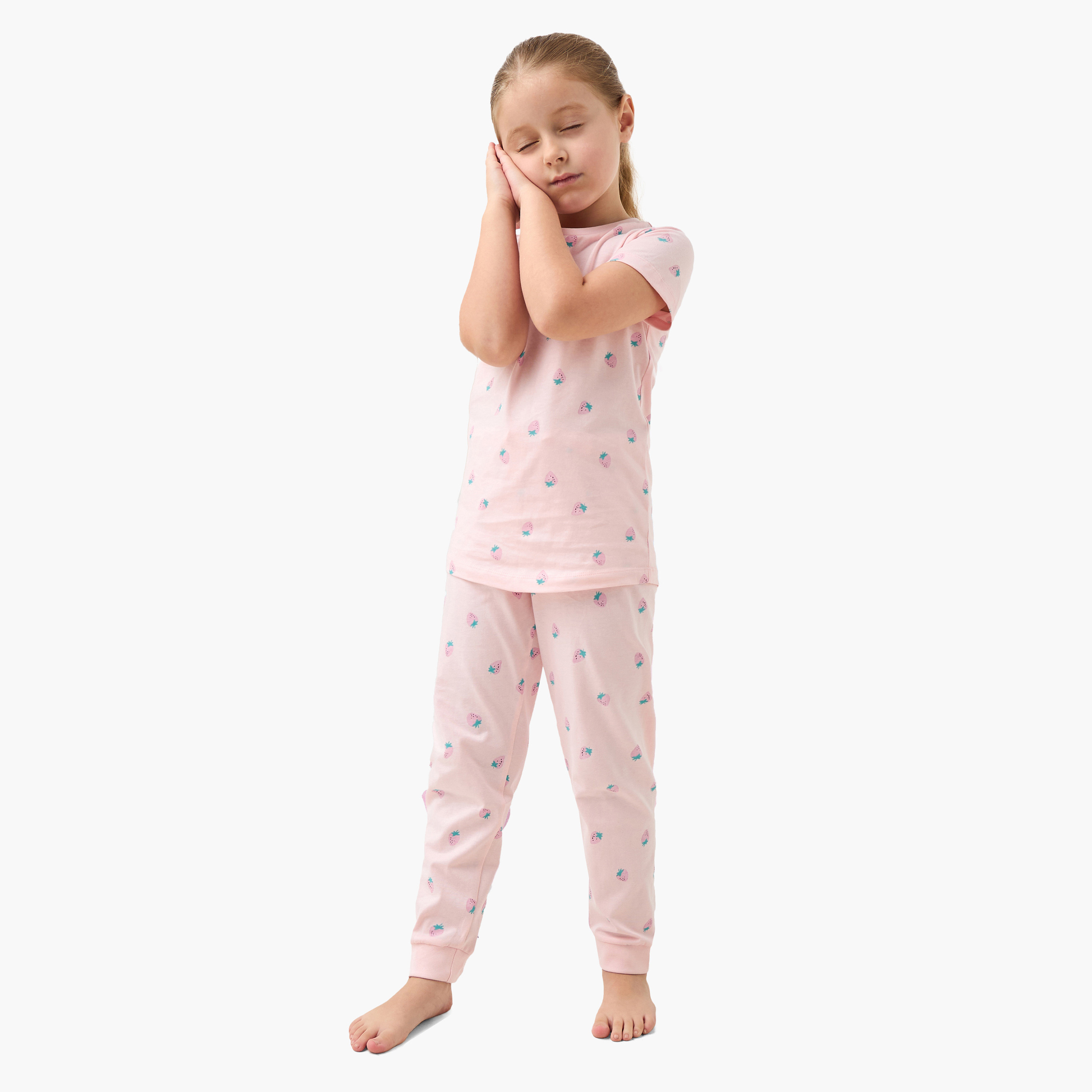 Juniors Printed T-shirt with Pyjama - Set of 3-baby-girls-clothing-nightwear-pyjamasets-image-9