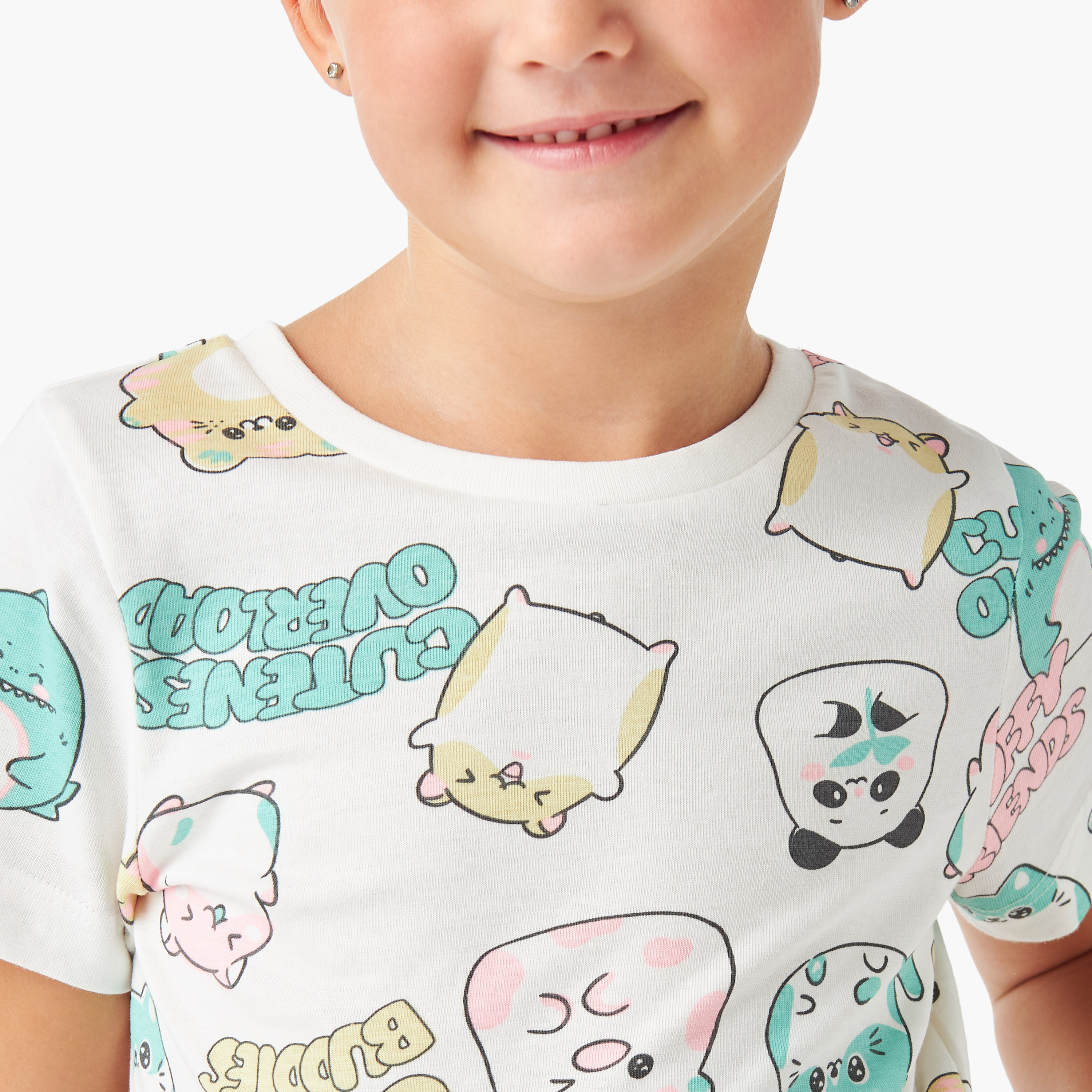 بنطلون بيجاما وتيشيرت بطبعات من جونيورز - طقم من 3 قطع-girls-clothing-nightwear-image-2