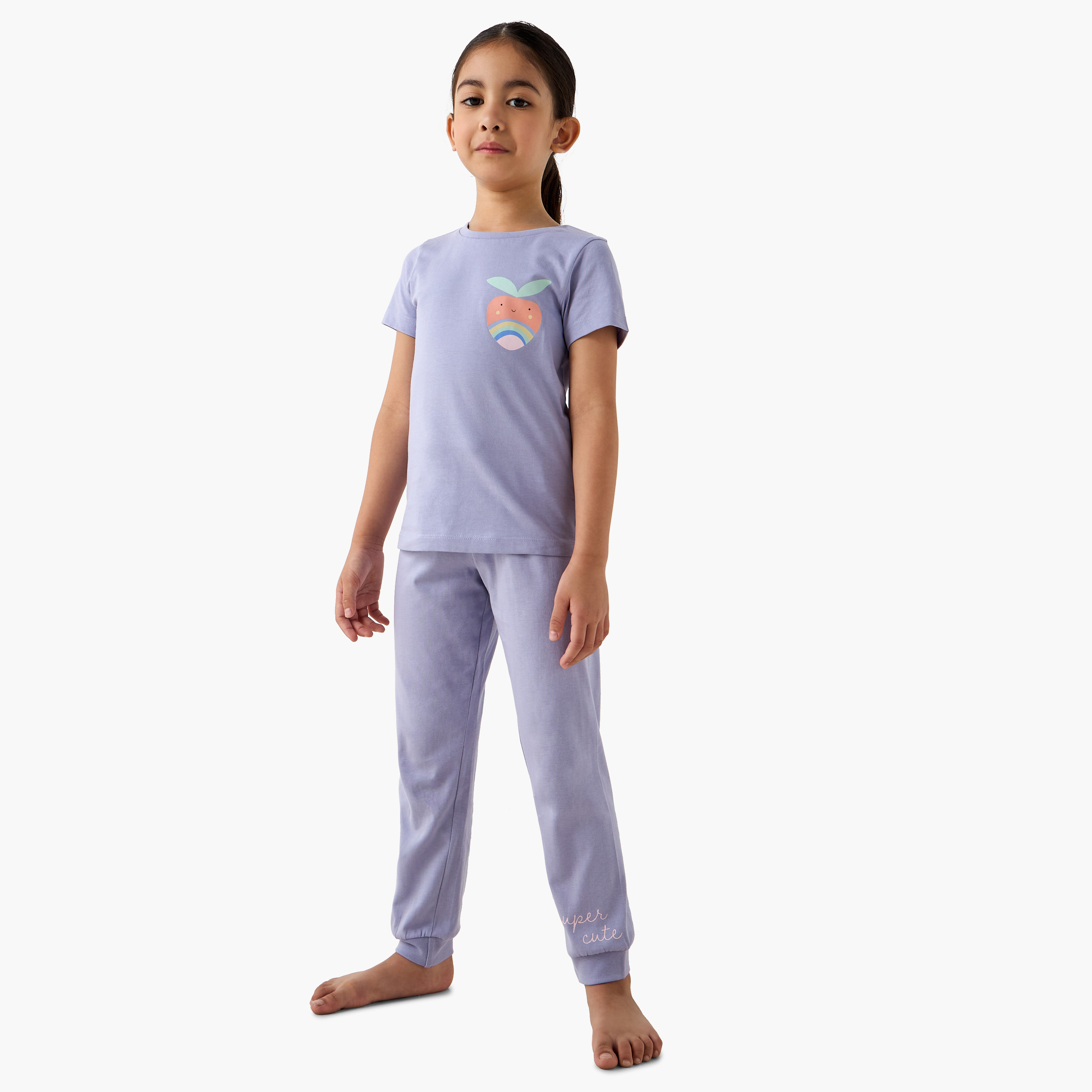 Juniors Printed T-shirt and Pyjamas - Set of 3-girls-clothing-nightwear-image-2