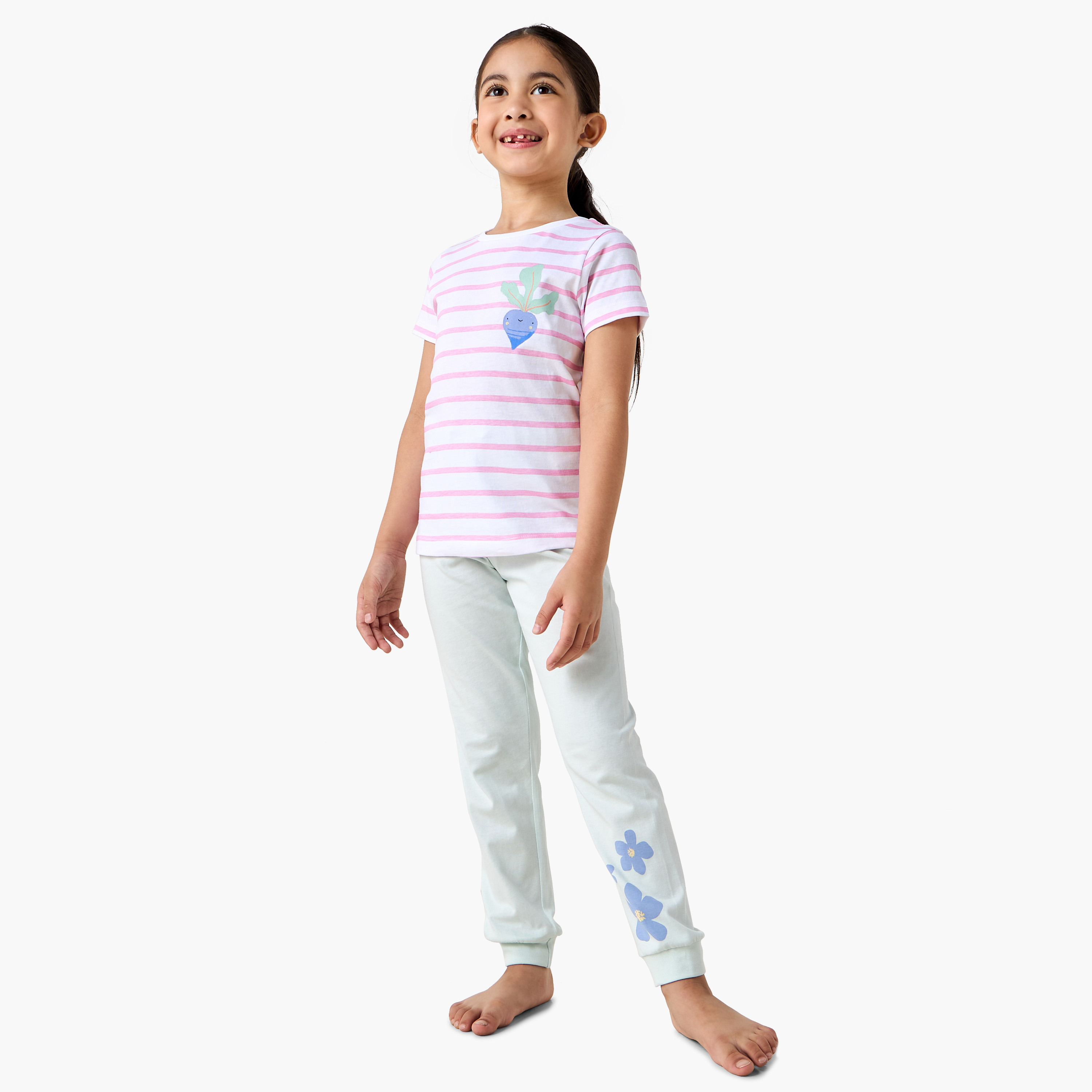 Juniors Printed T-shirt and Pyjamas - Set of 3-girls-clothing-nightwear-image-3