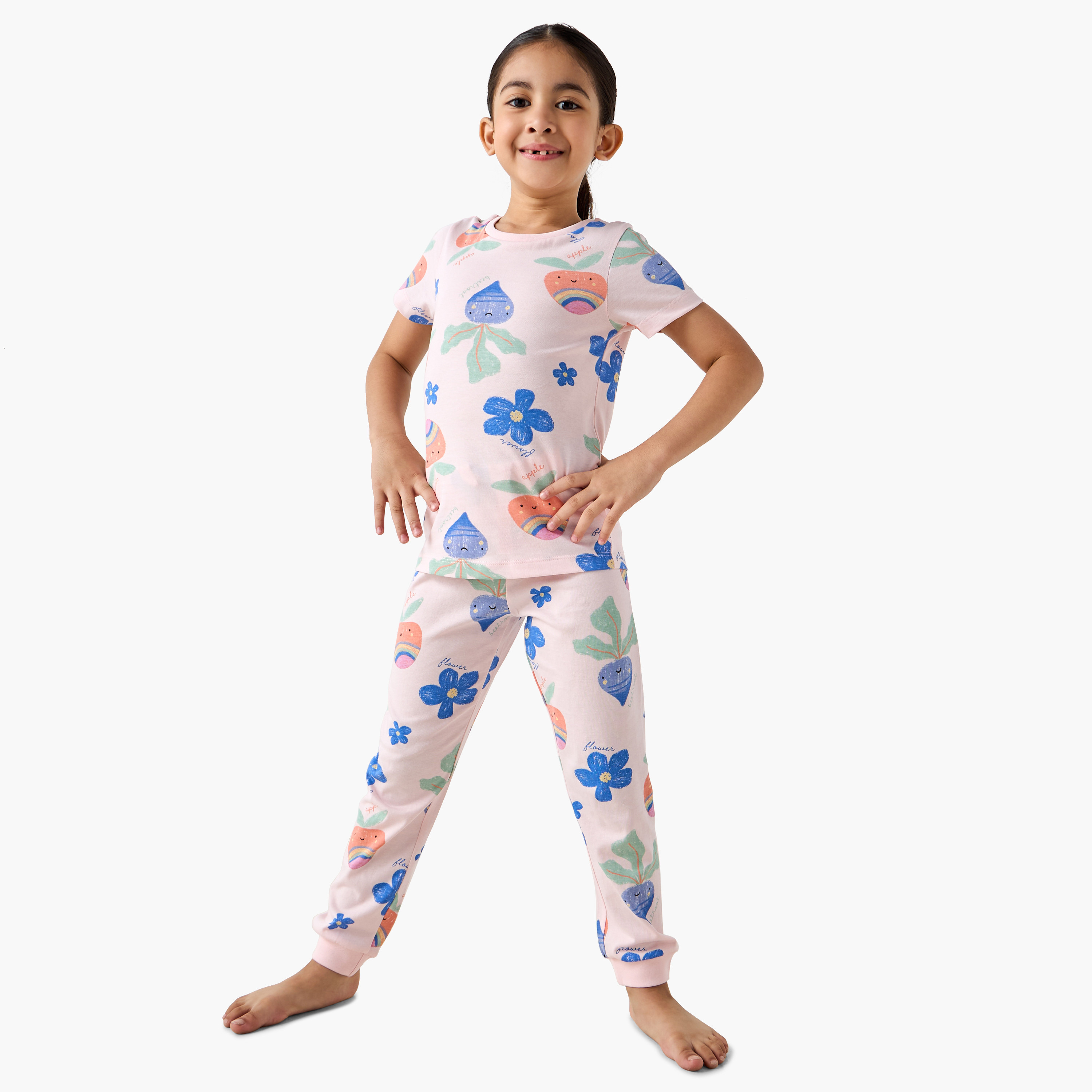 Juniors Printed T-shirt and Pyjamas - Set of 3-girls-clothing-nightwear-image-4