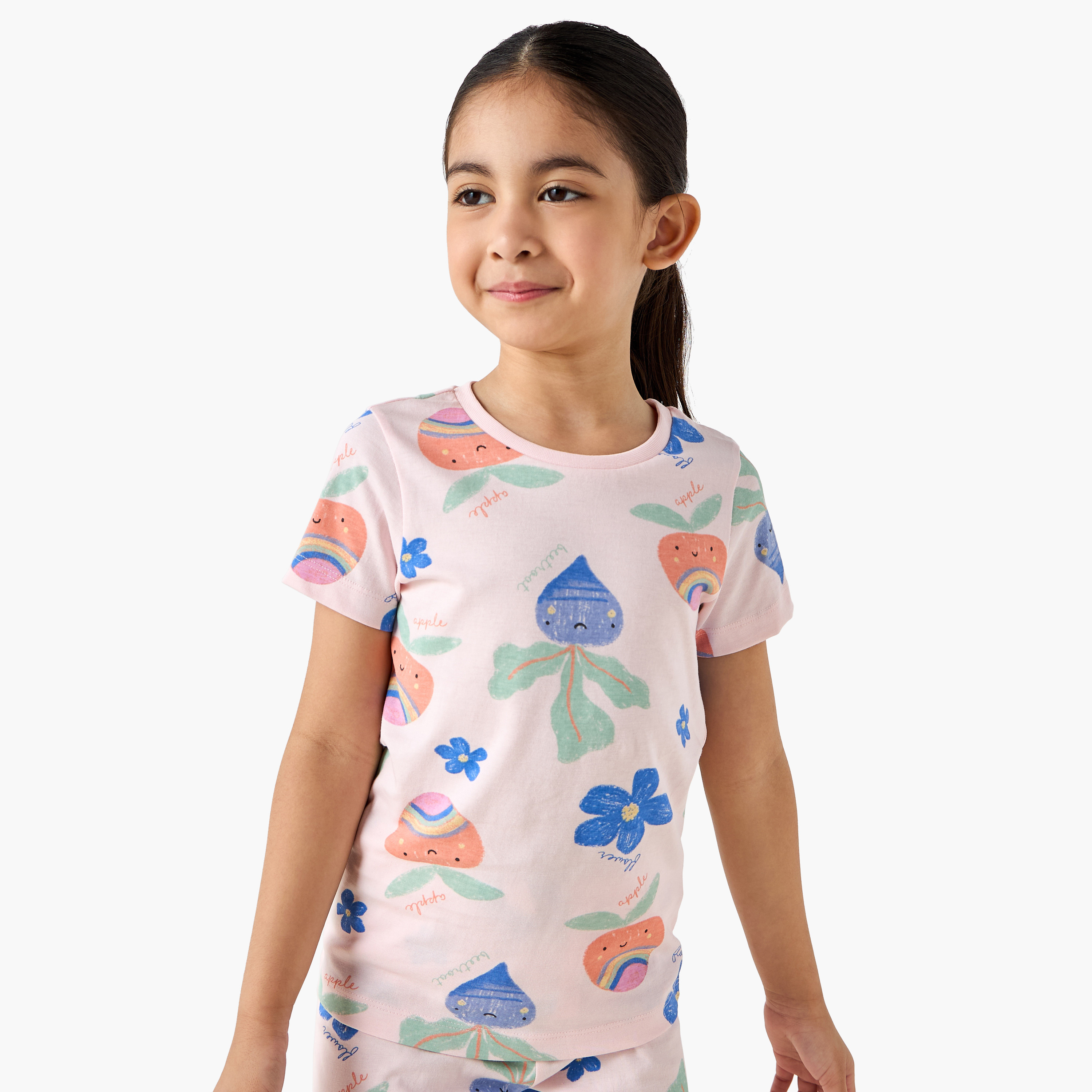 Juniors Printed T-shirt and Pyjamas - Set of 3-girls-clothing-nightwear-image-5