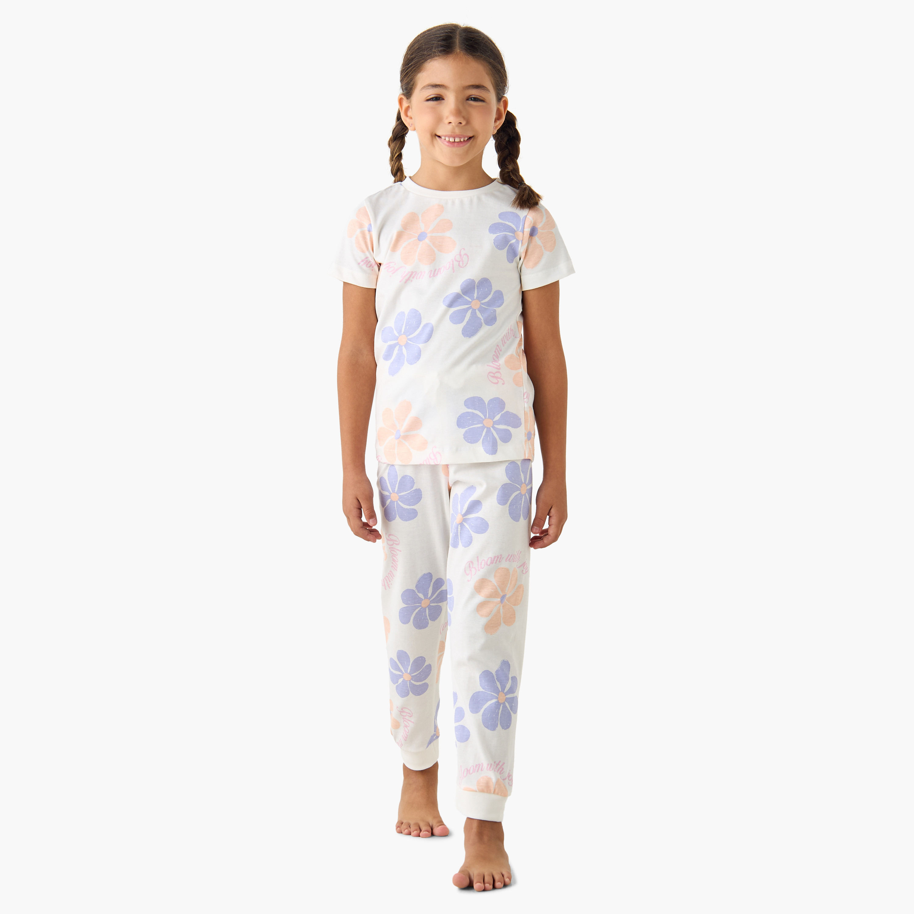 Juniors Printed Short Sleeve T-shirt and Pyjamas - Set of 3-girls-clothing-nightwear-image-2
